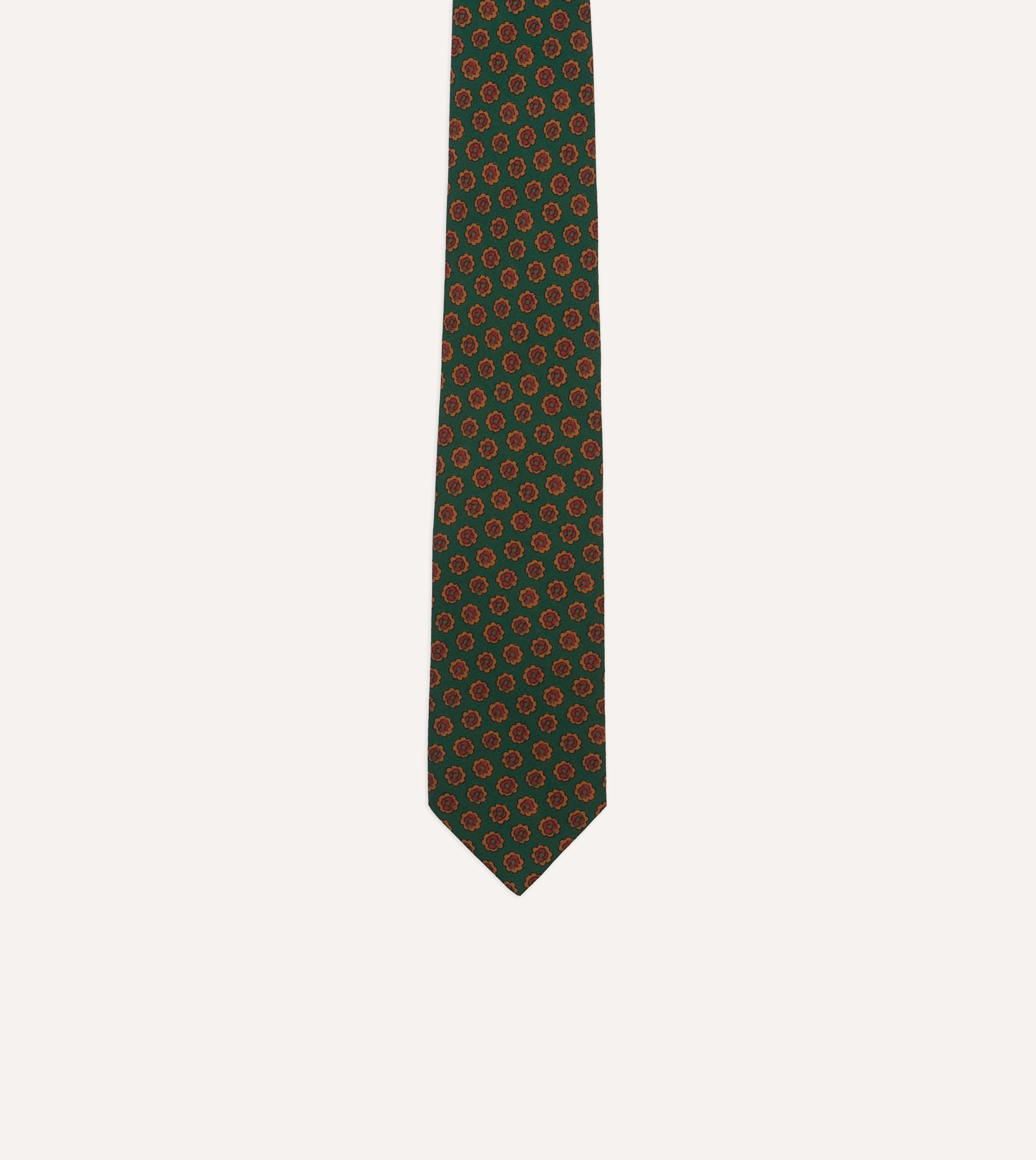Drake's Mini Florals Wool-Silk Tie - Green | Accessories | Huckberry