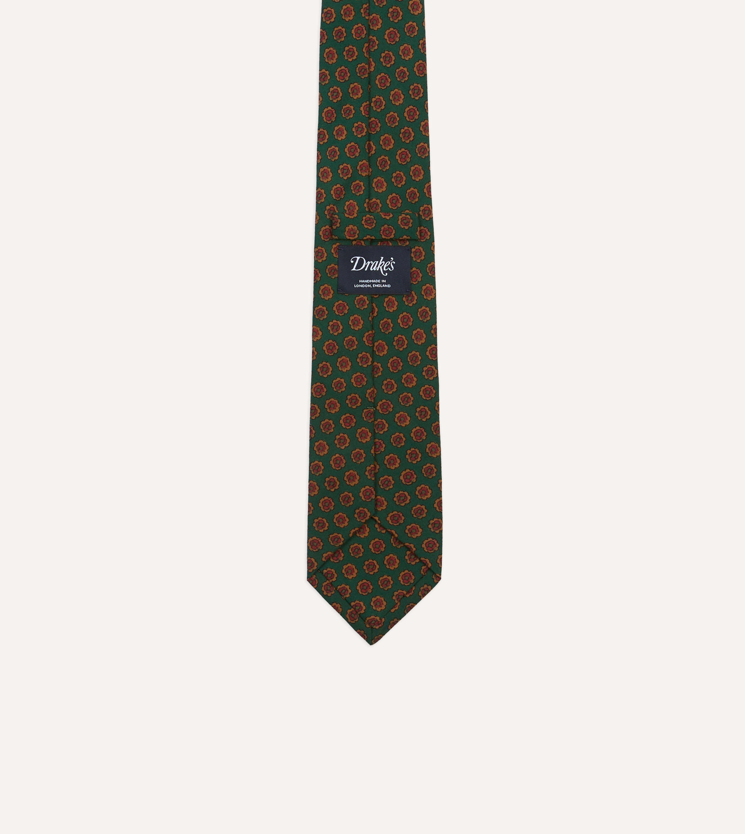 Drake's Mini Florals Wool-Silk Tie - Green | Accessories | Huckberry