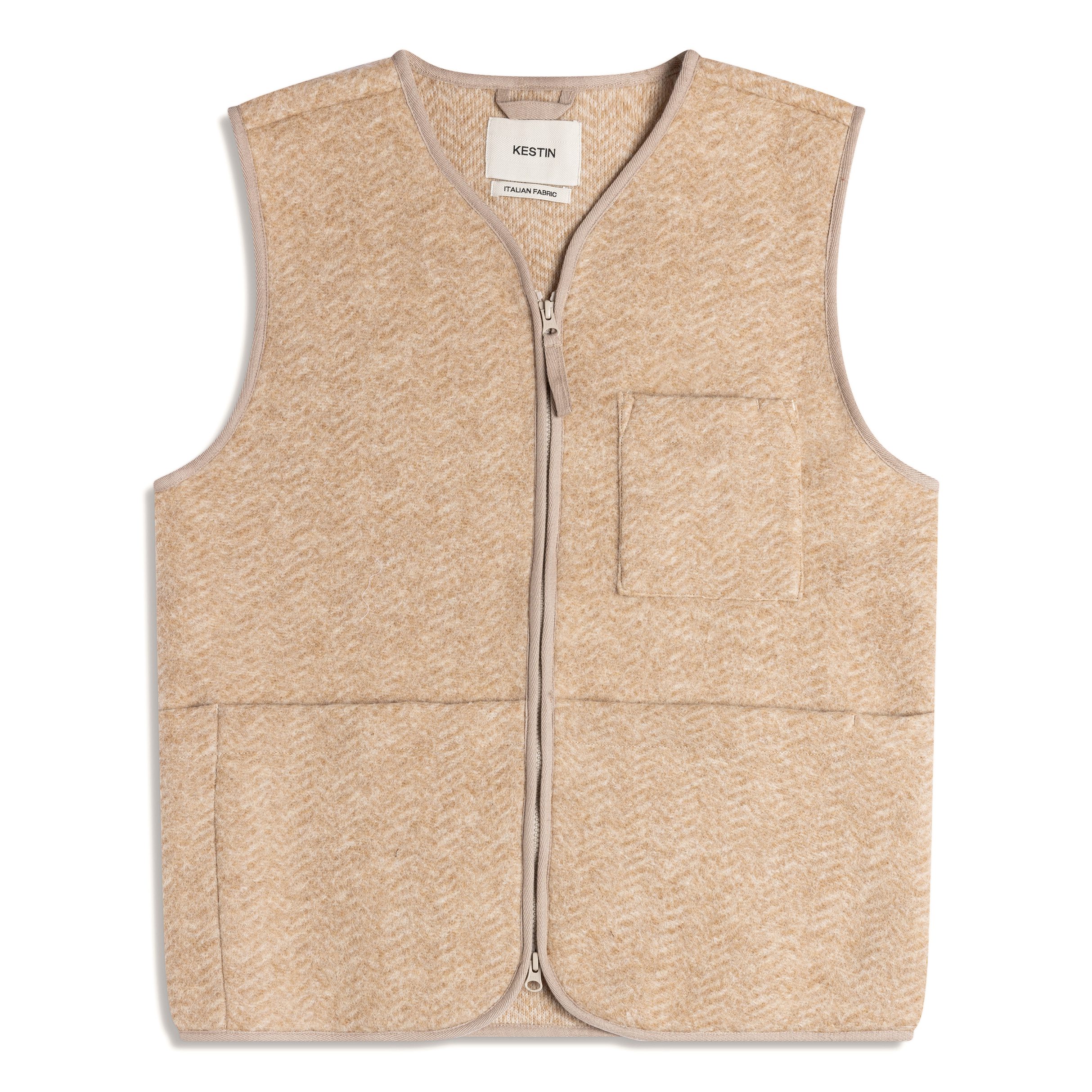 Kestin Bute Herringbone Wool Vest - Oat | Vests | Huckberry