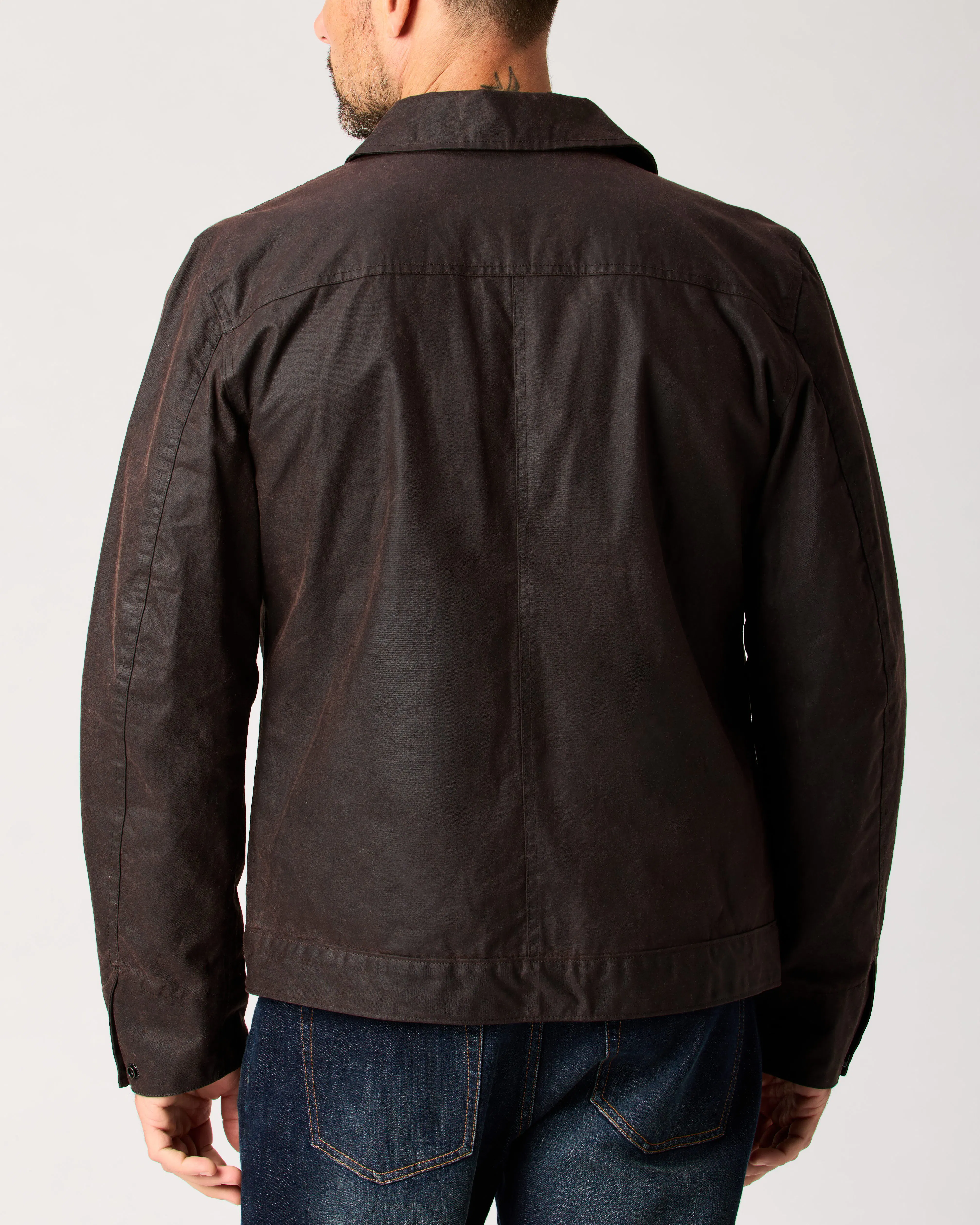 Flint and Tinder James Waxed Snap Jacket - Dark Brown | Waxed