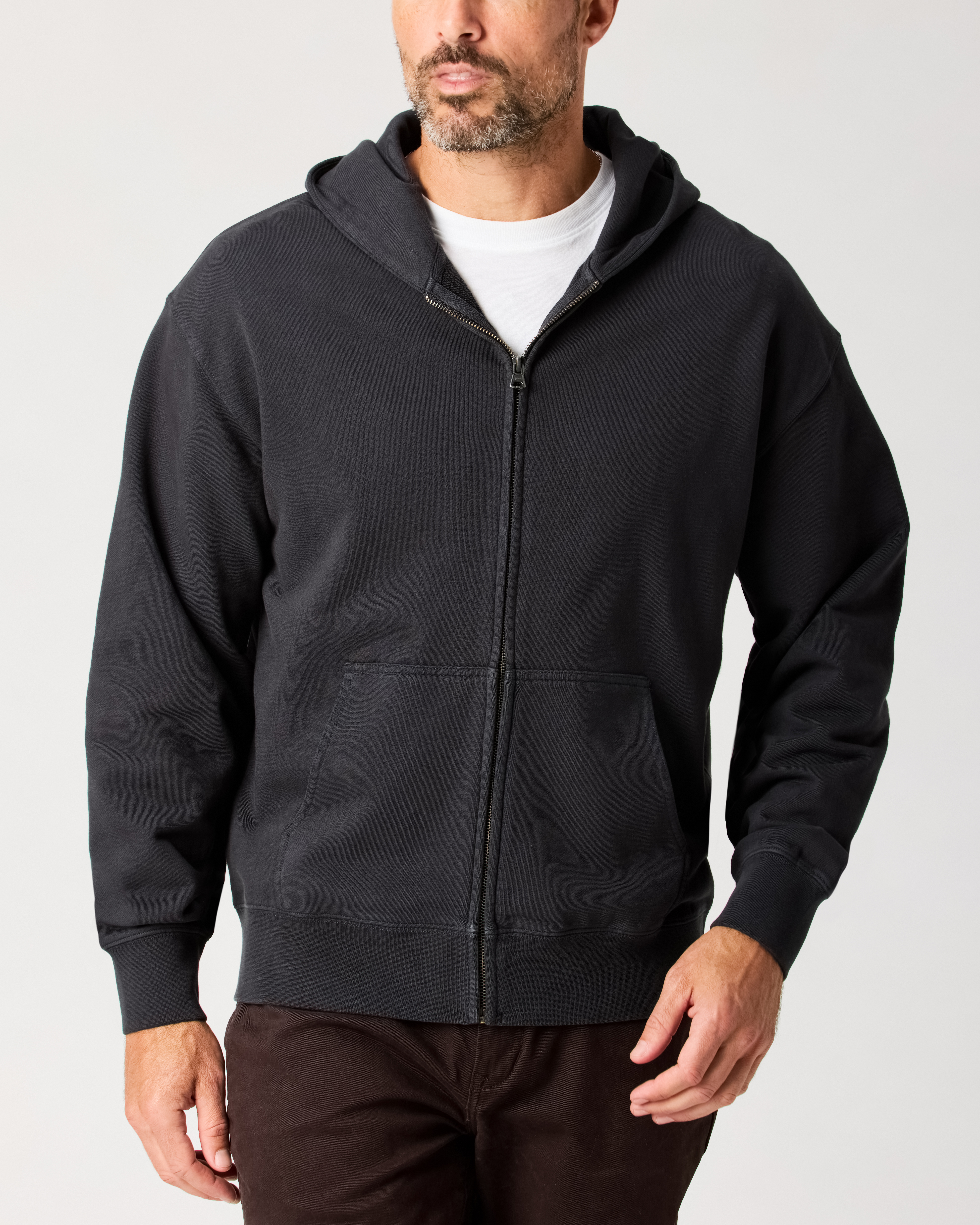 Flint and Tinder Midweight Terry Full-Zip Hoodie - Washed Black Flint and Tinder Midweight Terry Full-Zip Hoodie - Washed Black