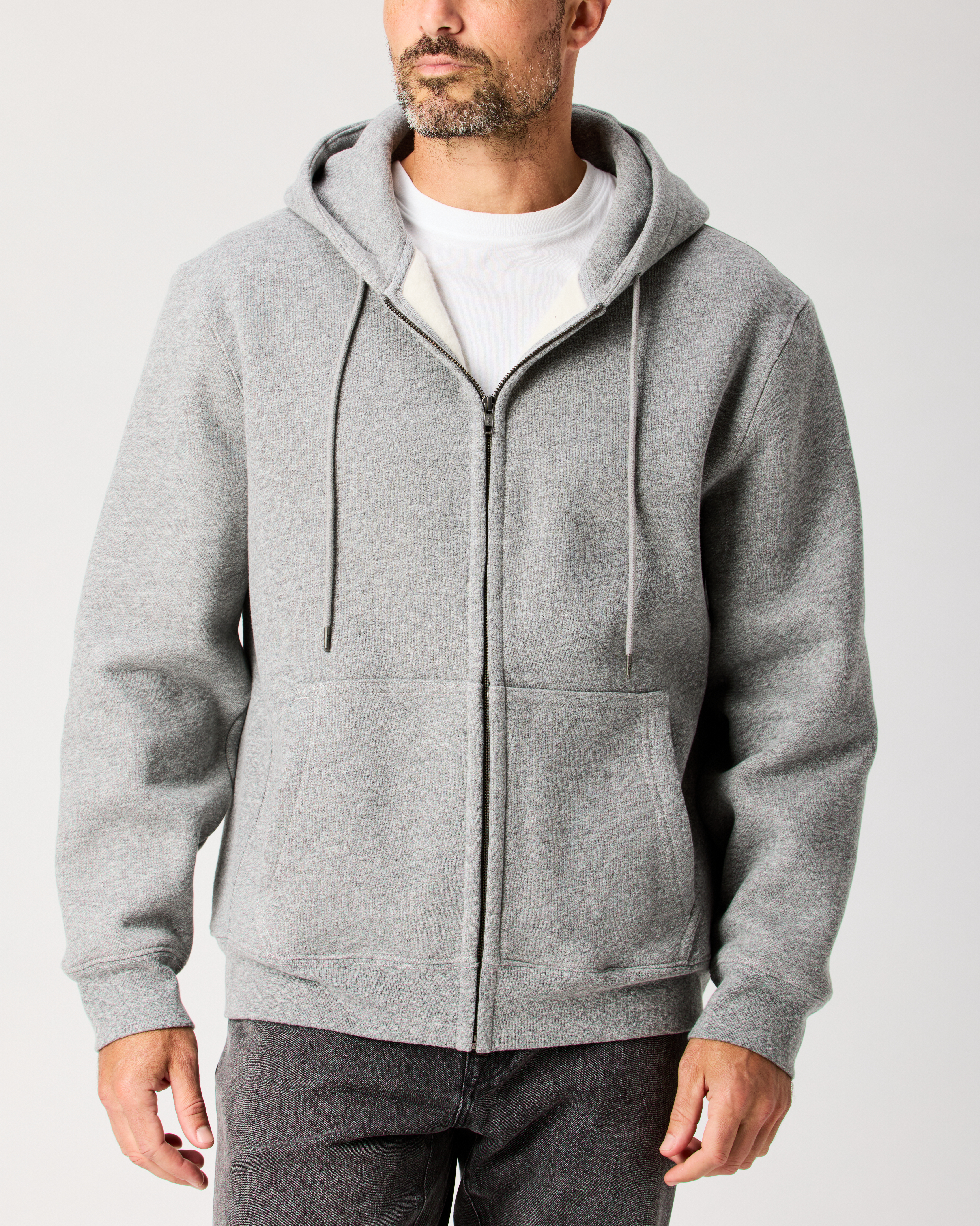 Flint and Tinder 10-Year Full Zip Hoodie - Mid Heather Grey | Full