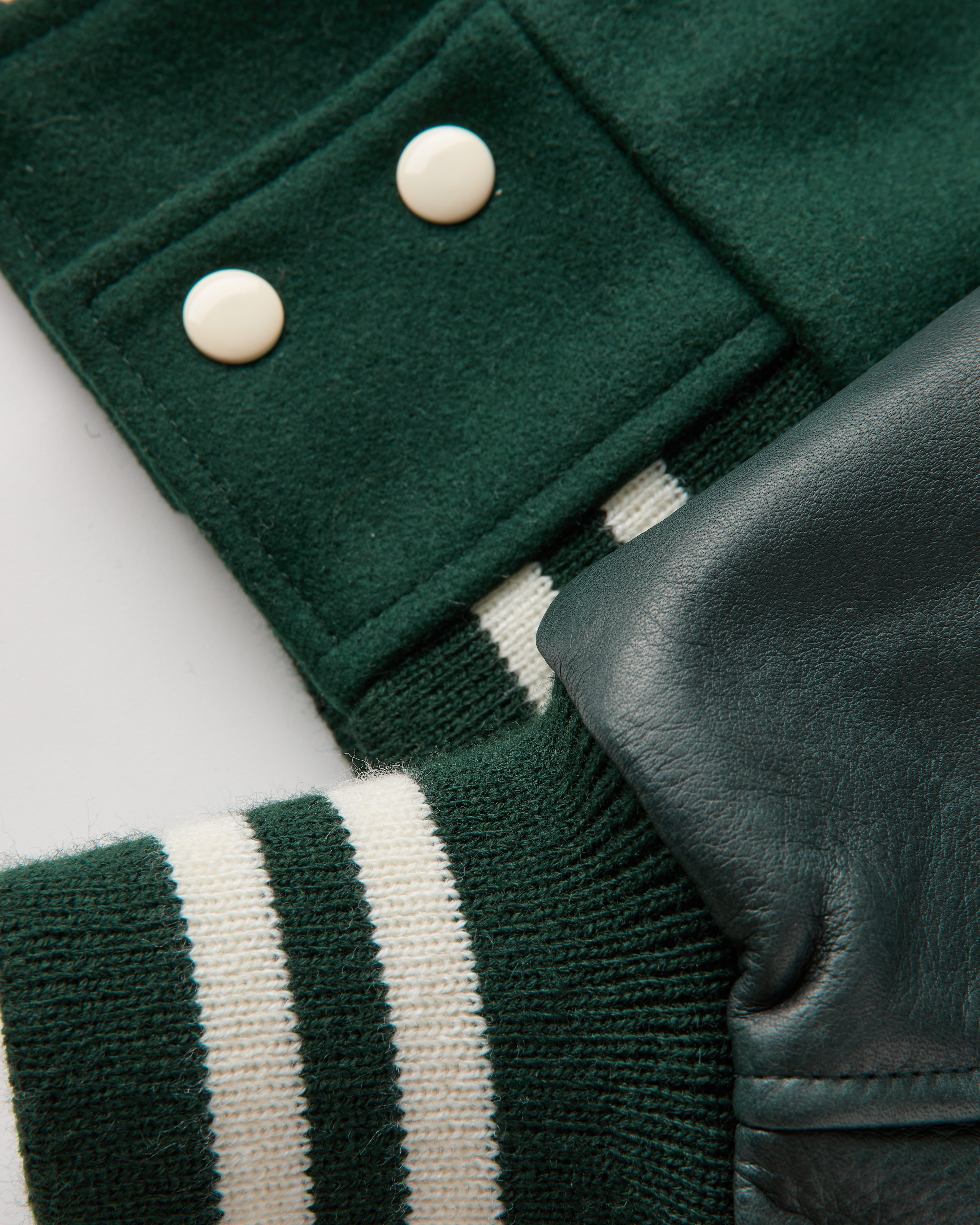 Flint and Tinder Leather Wool Varsity Jacket - Evergreen | Winter