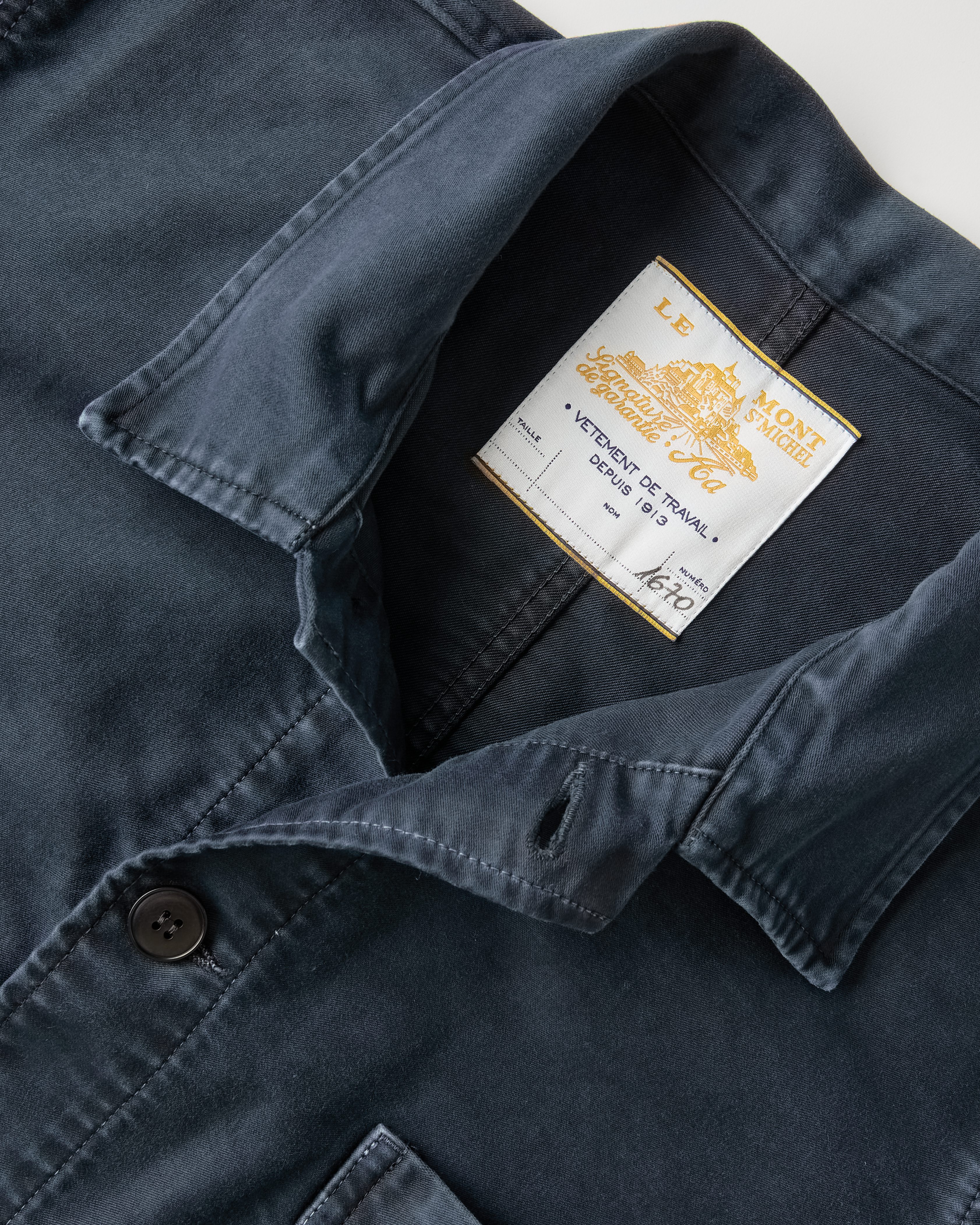 Le Mont St Michel French Work Chore Jacket - Washed Vintage Black