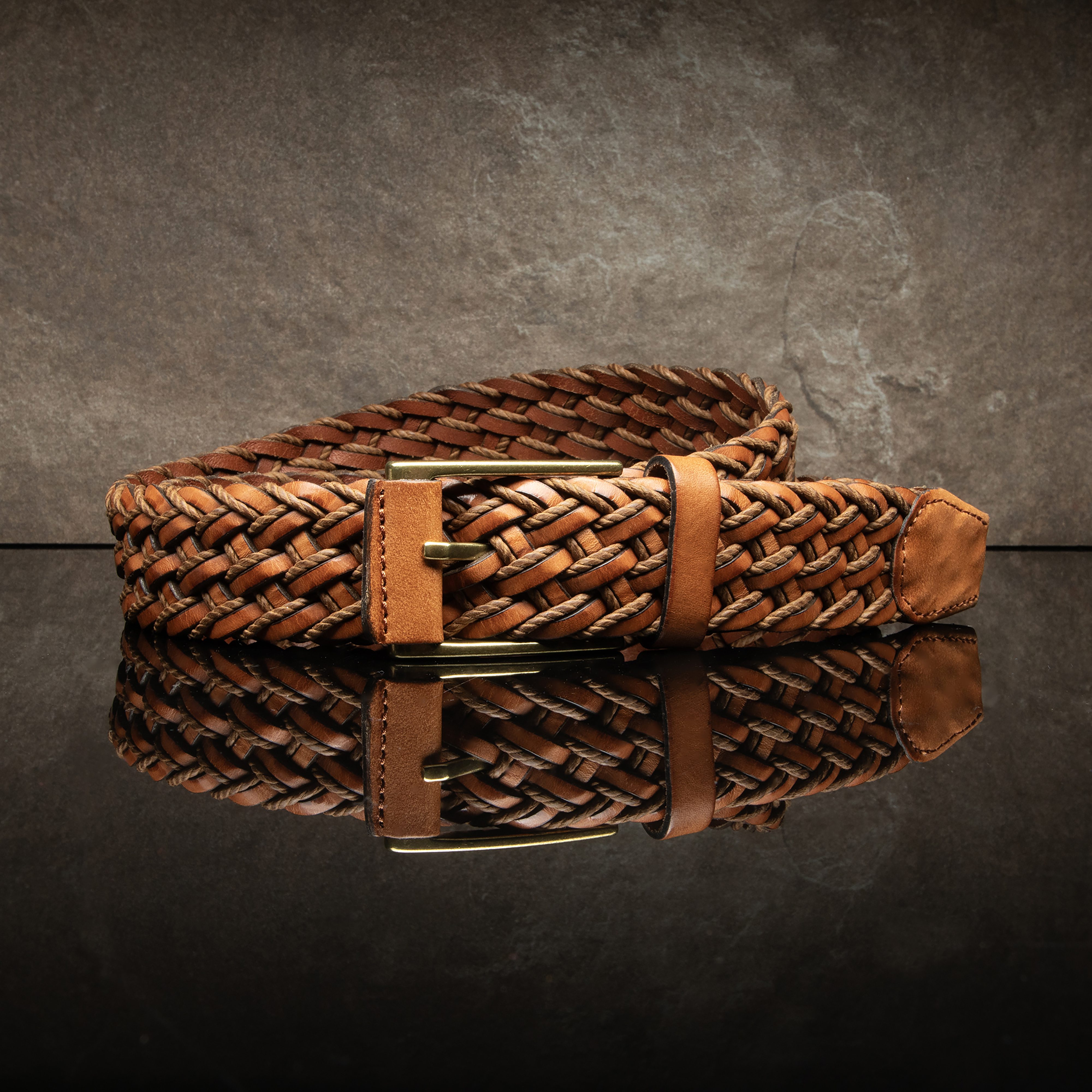 brown braided belt