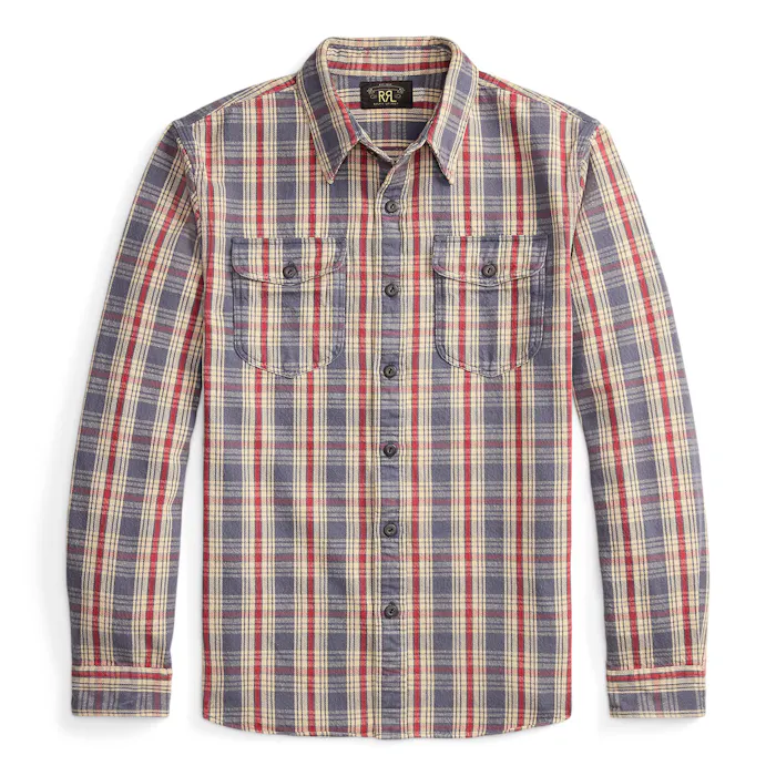 RRL Lee Workshirt - Blue/Cream/Red | Long Sleeve Shirts | Huckberry