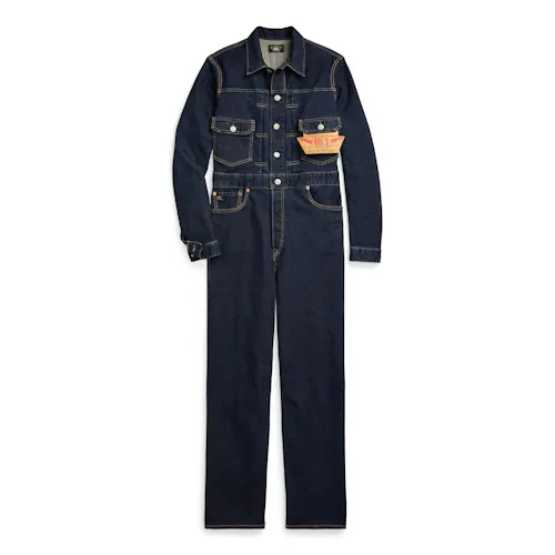 RRL Women's Women's Indigo Denim Coverall - Rinse Wash | All