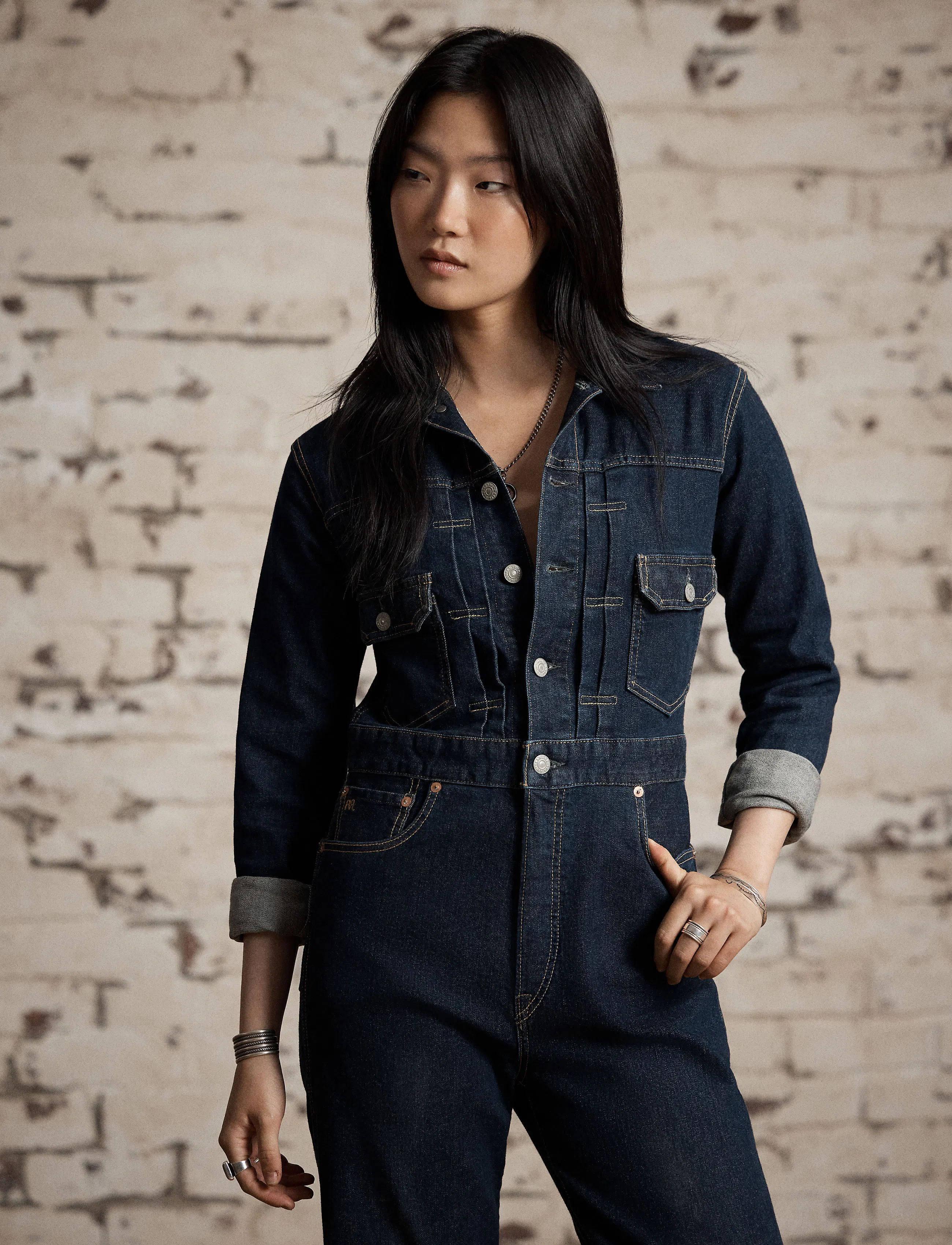 RRL Women's Women's Indigo Denim Coverall - Rinse Wash | All