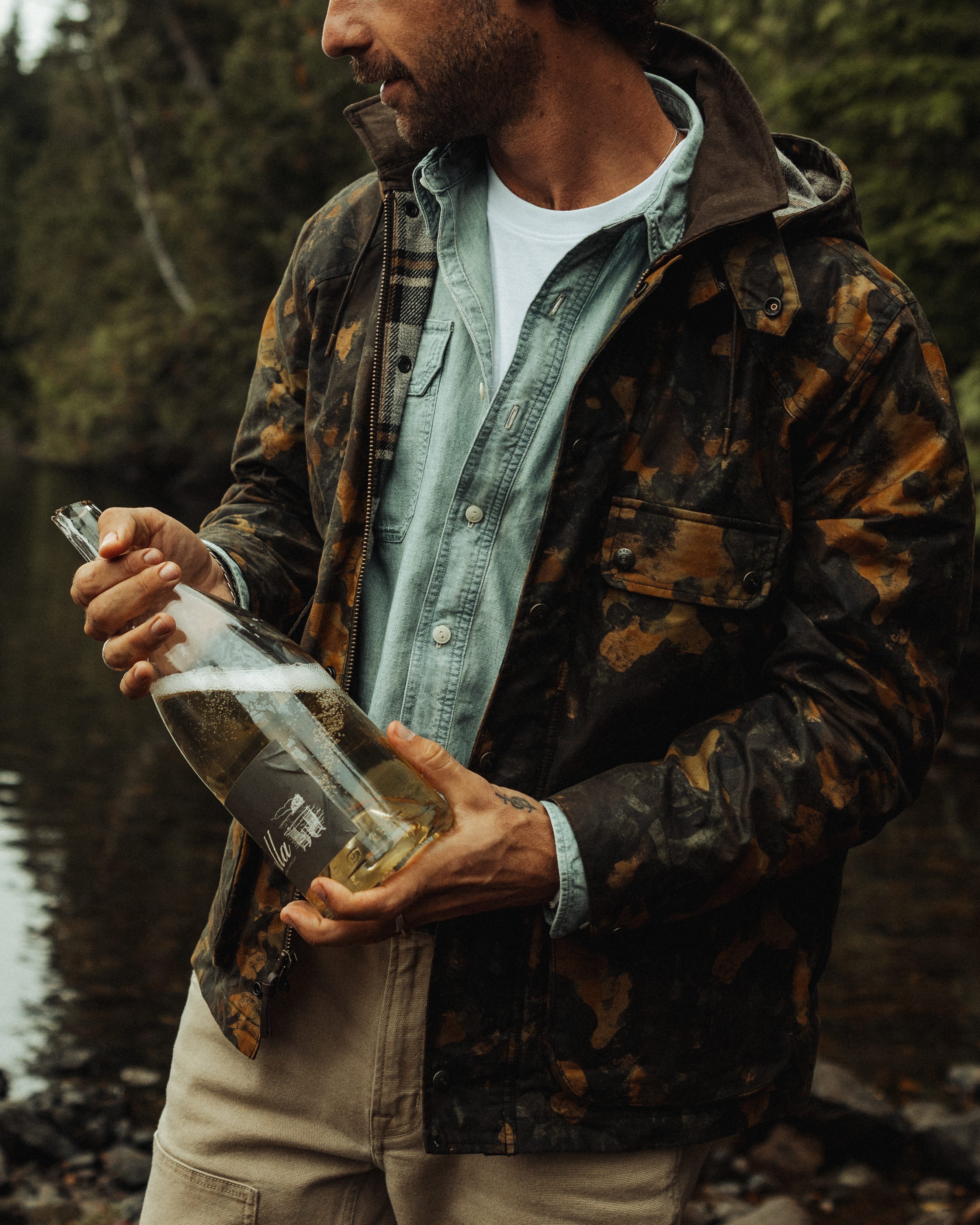 Flint and Tinder Flannel-Lined Waxed Hudson Jacket - Sea Kelp Camo