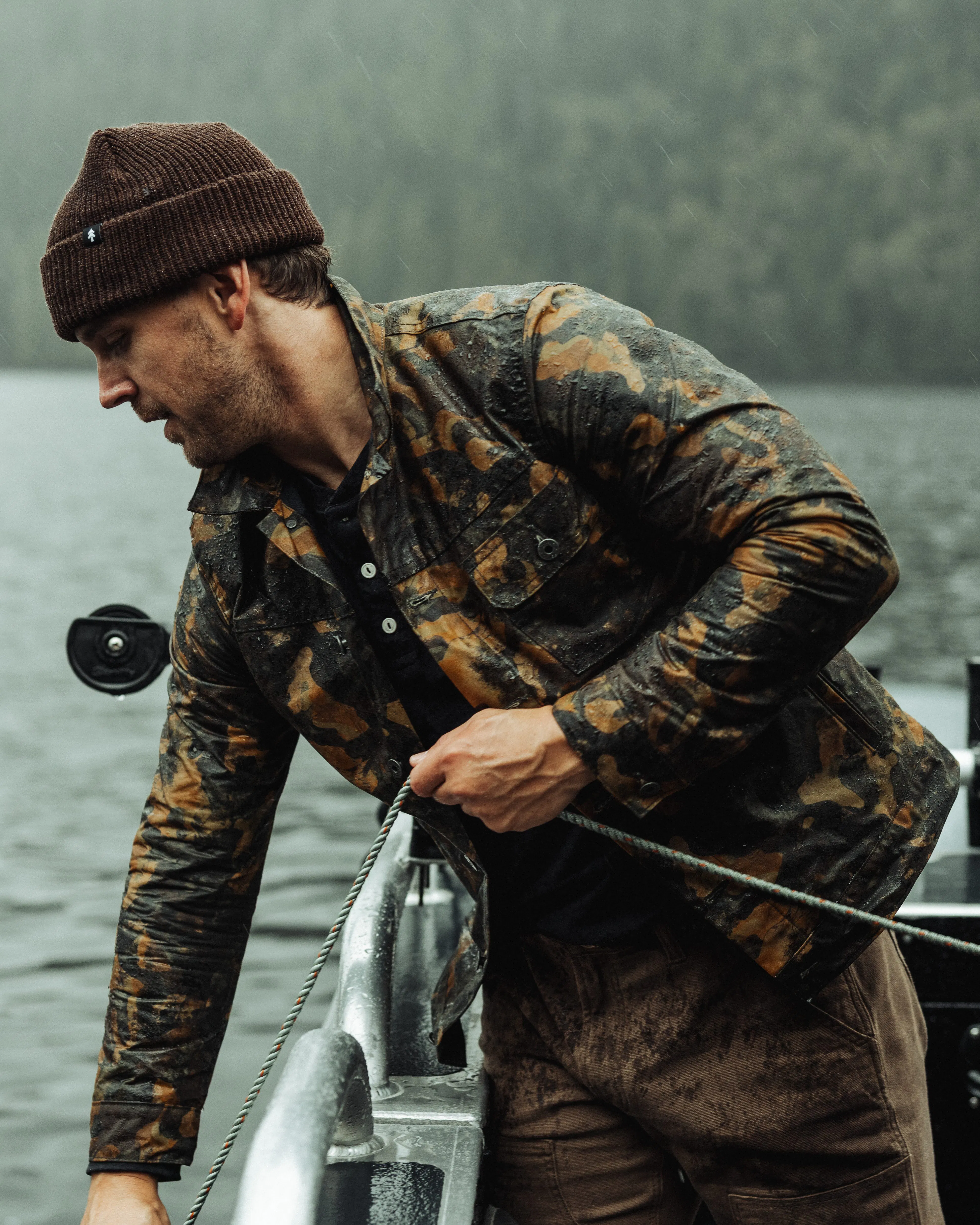 Flint and Tinder Flannel-Lined Waxed Trucker Jacket - Sea Kelp