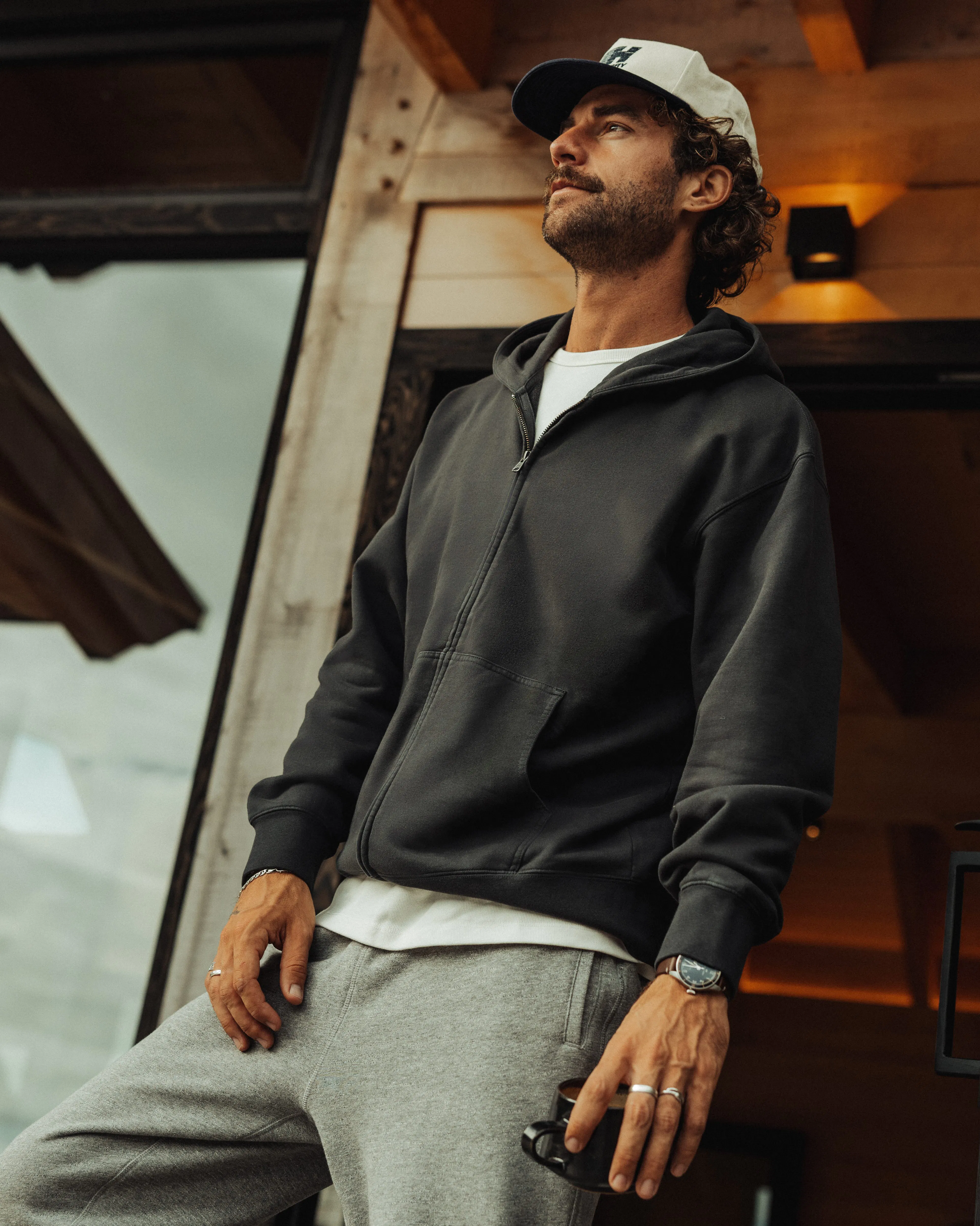 Flint and Tinder Midweight Terry Full-Zip Hoodie - Washed Black