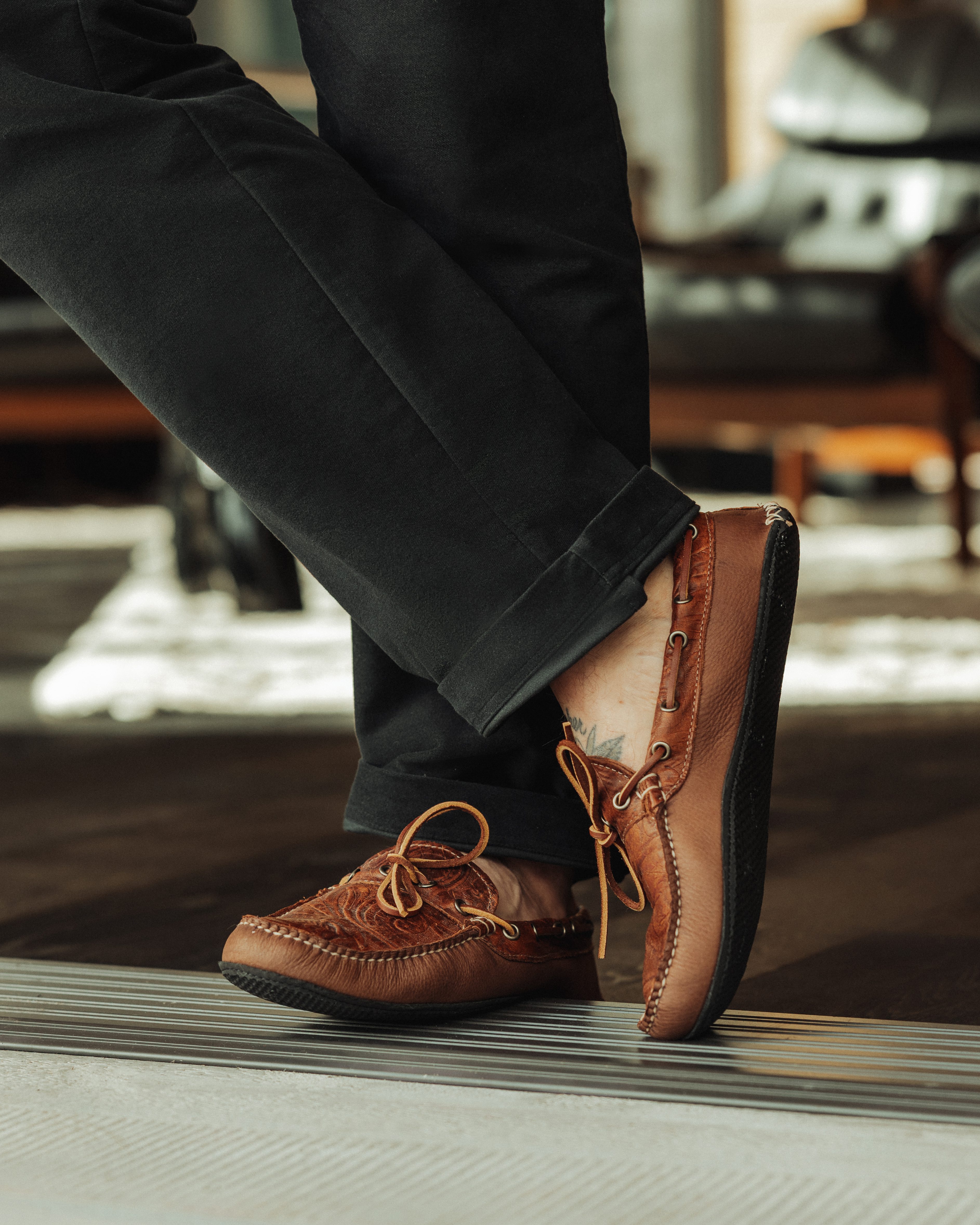 Quoddy Huckberry x Quoddy Coolside Stamped Leather Moccasin
