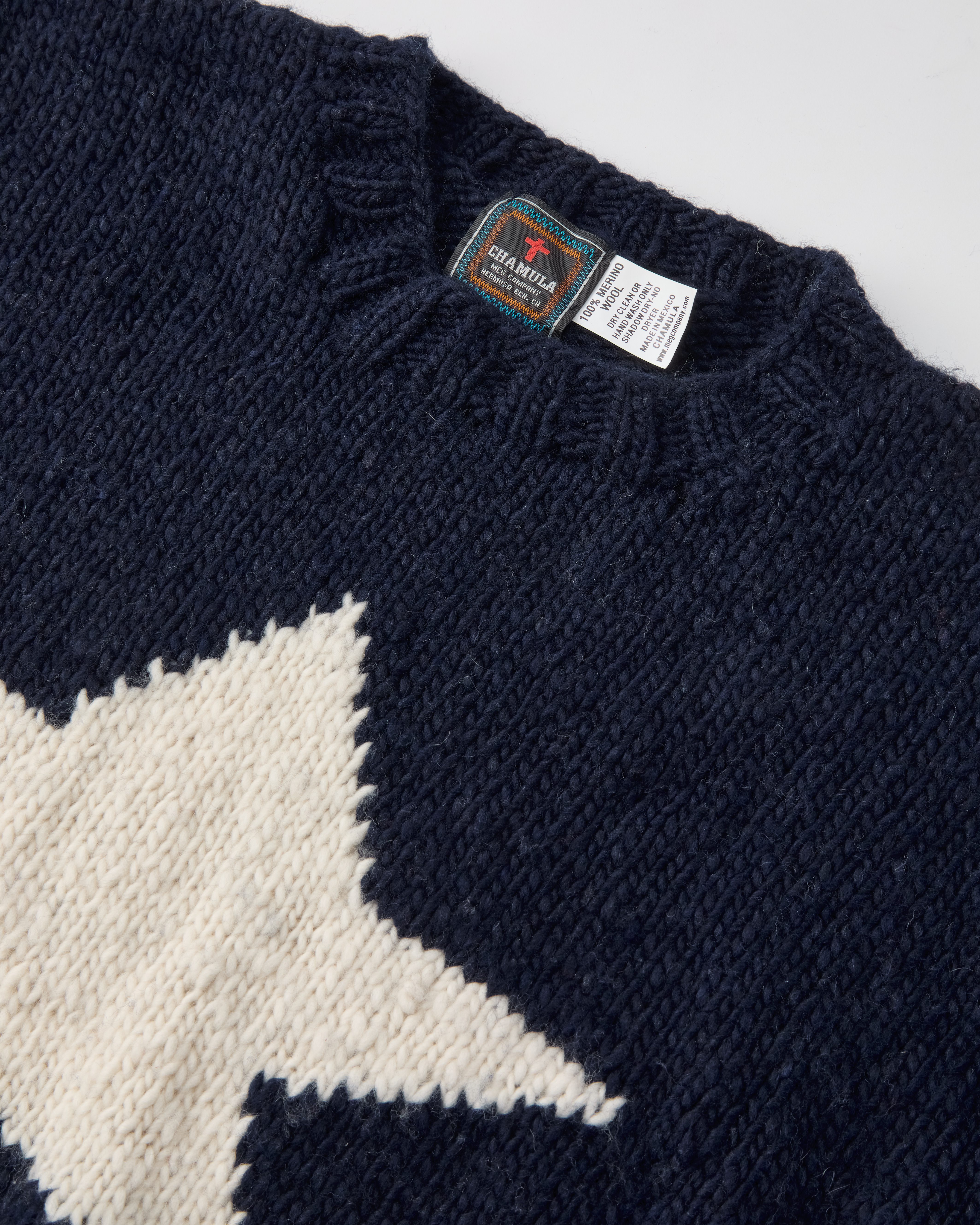 Chamula Star Pullover - Navy x Ivory | Crew Neck Sweaters | Huckberry