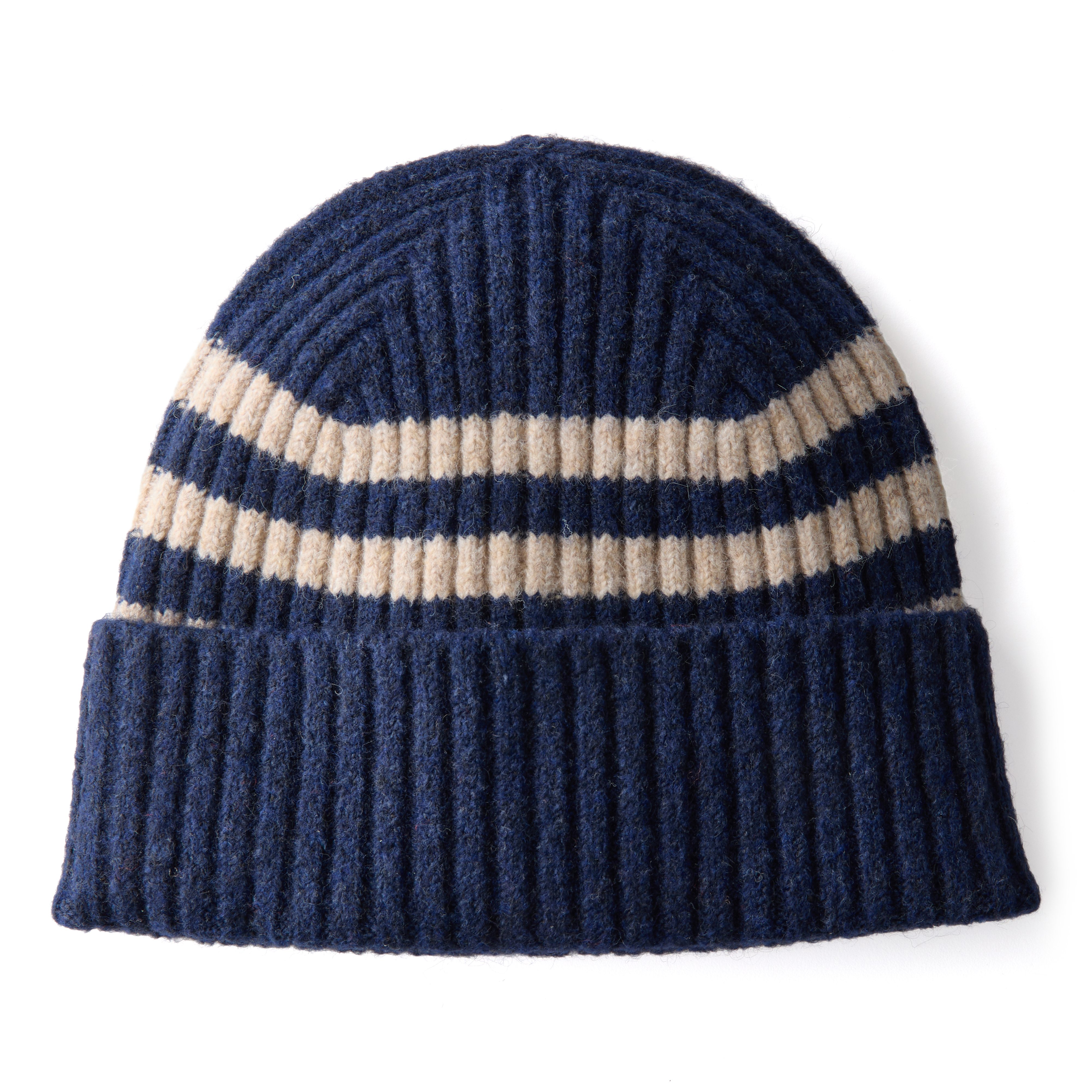 Boiled Wool Striped Beanie