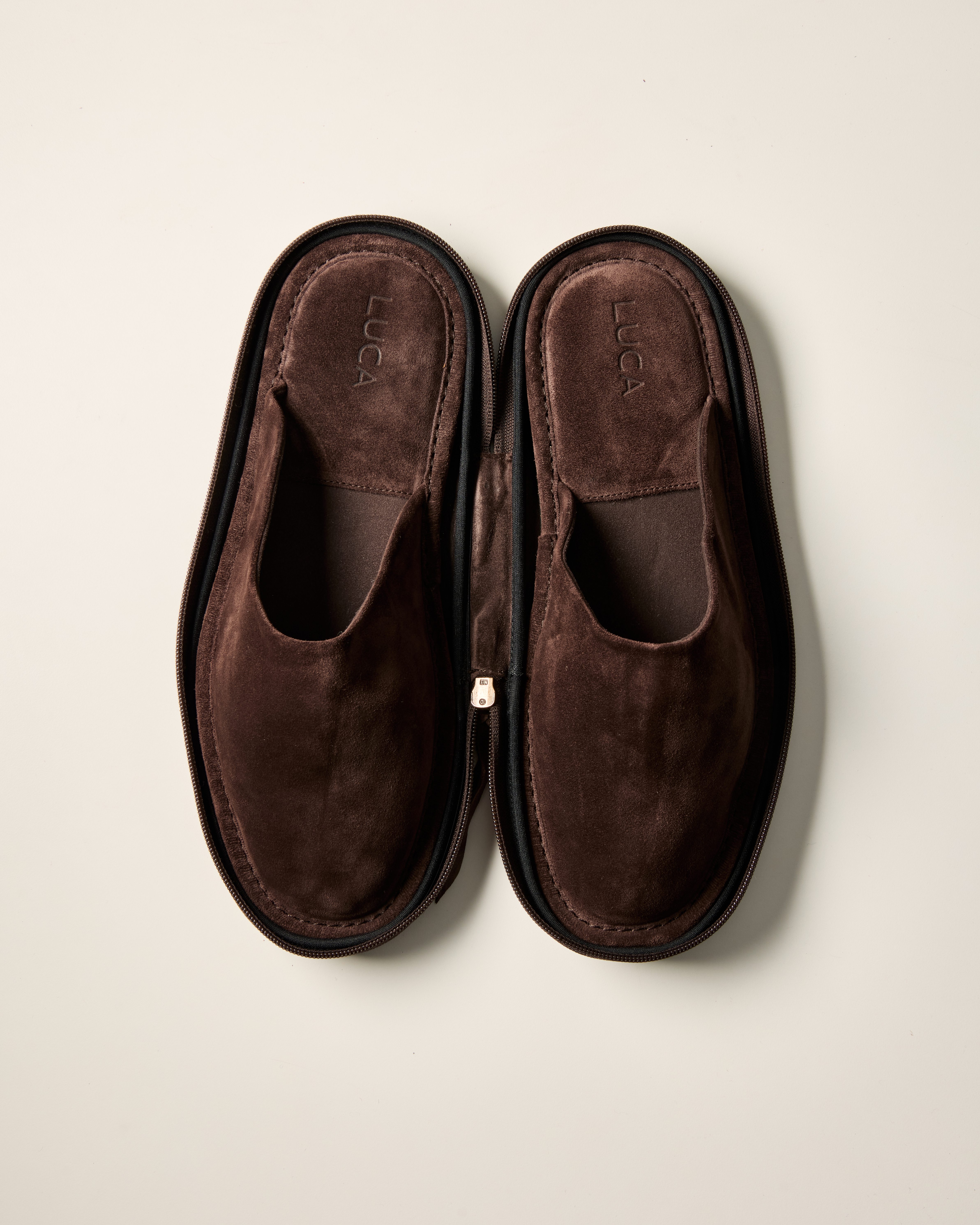 LUCA Packable Suede Travel Slipper - Mahogony | Slippers | Huckberry
