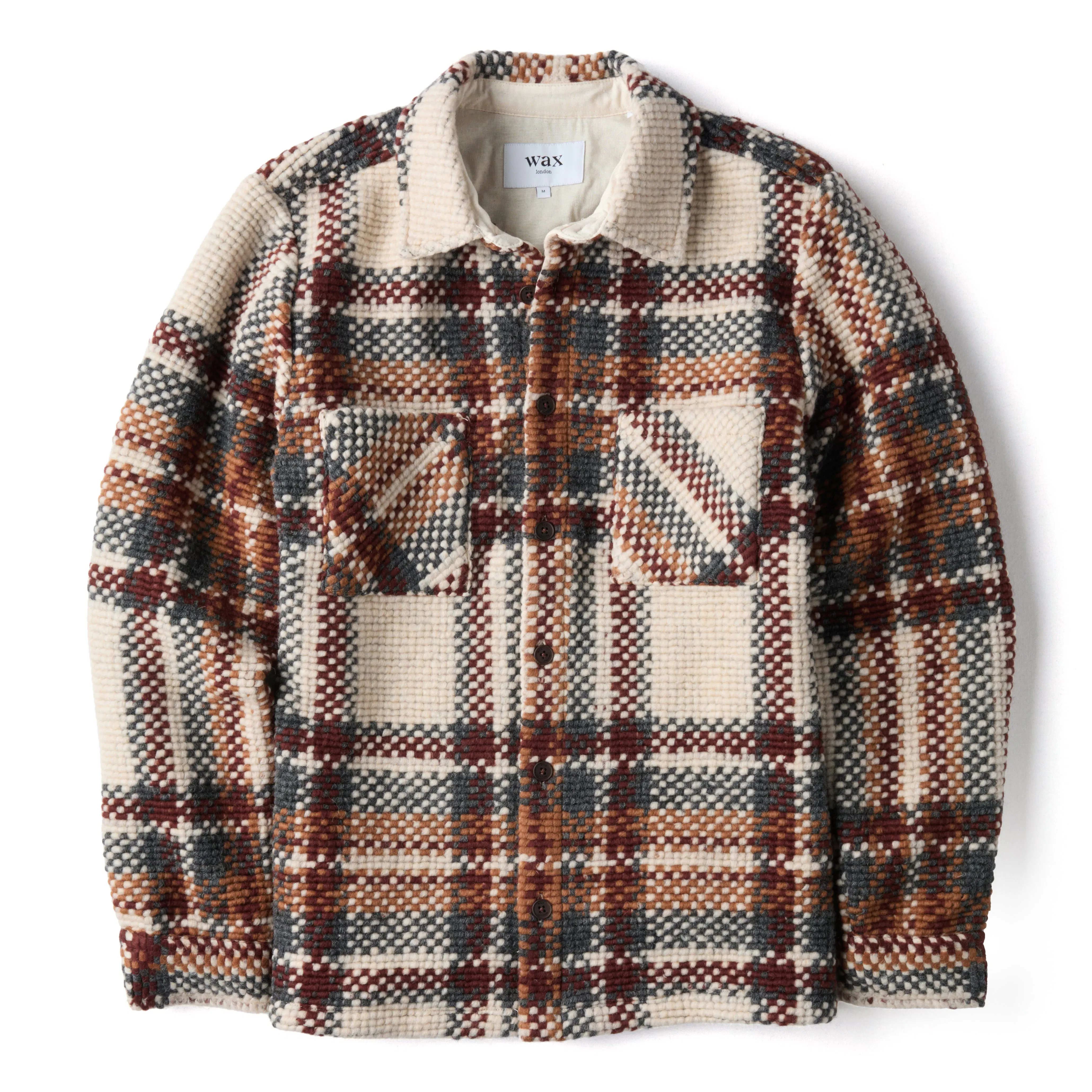 Wax London Whiting Overshirt - Ecru/Maroon | Shirt Jackets | Huckberry