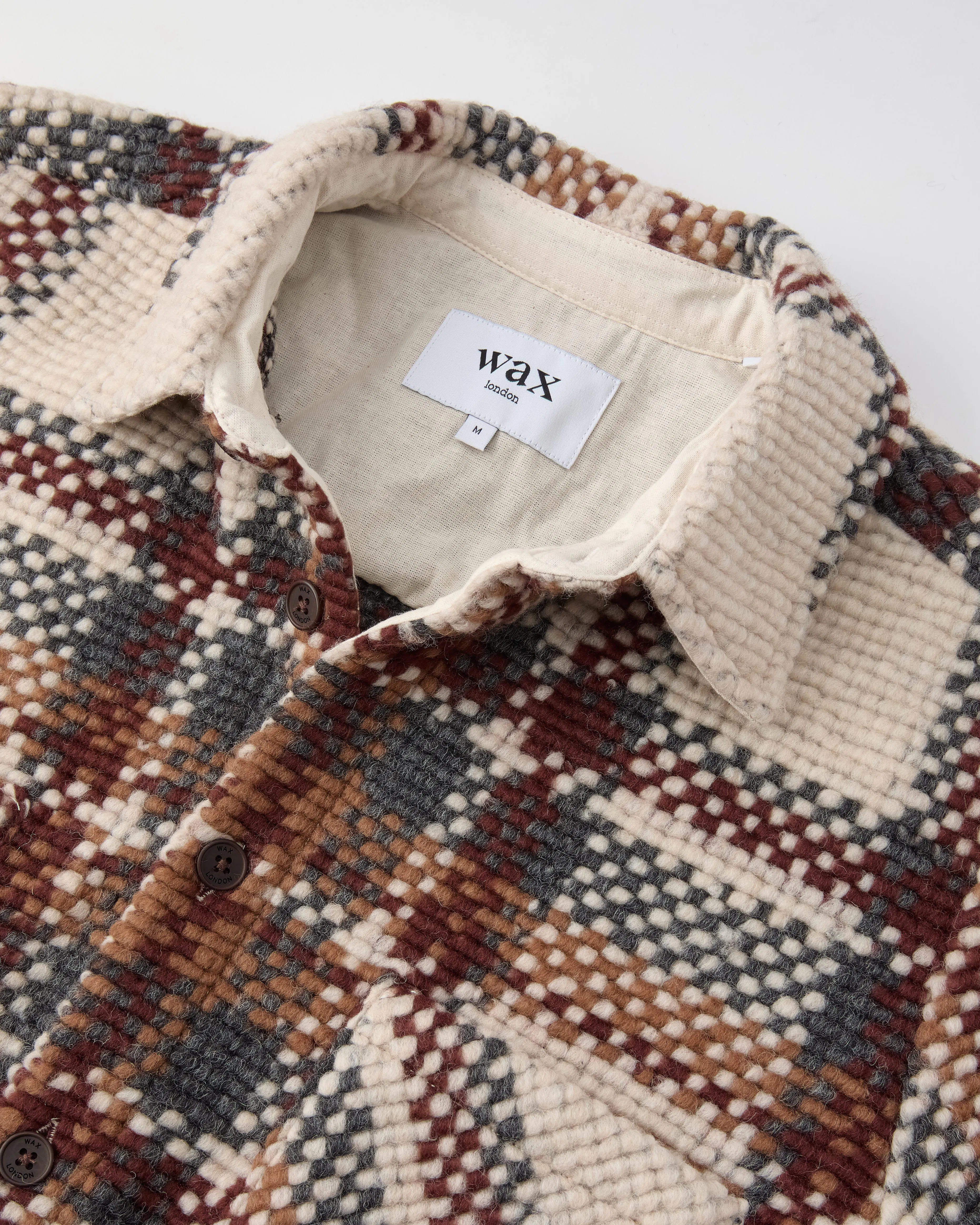 Wax London Whiting Overshirt - Ecru/Maroon | Shirt Jackets | Huckberry