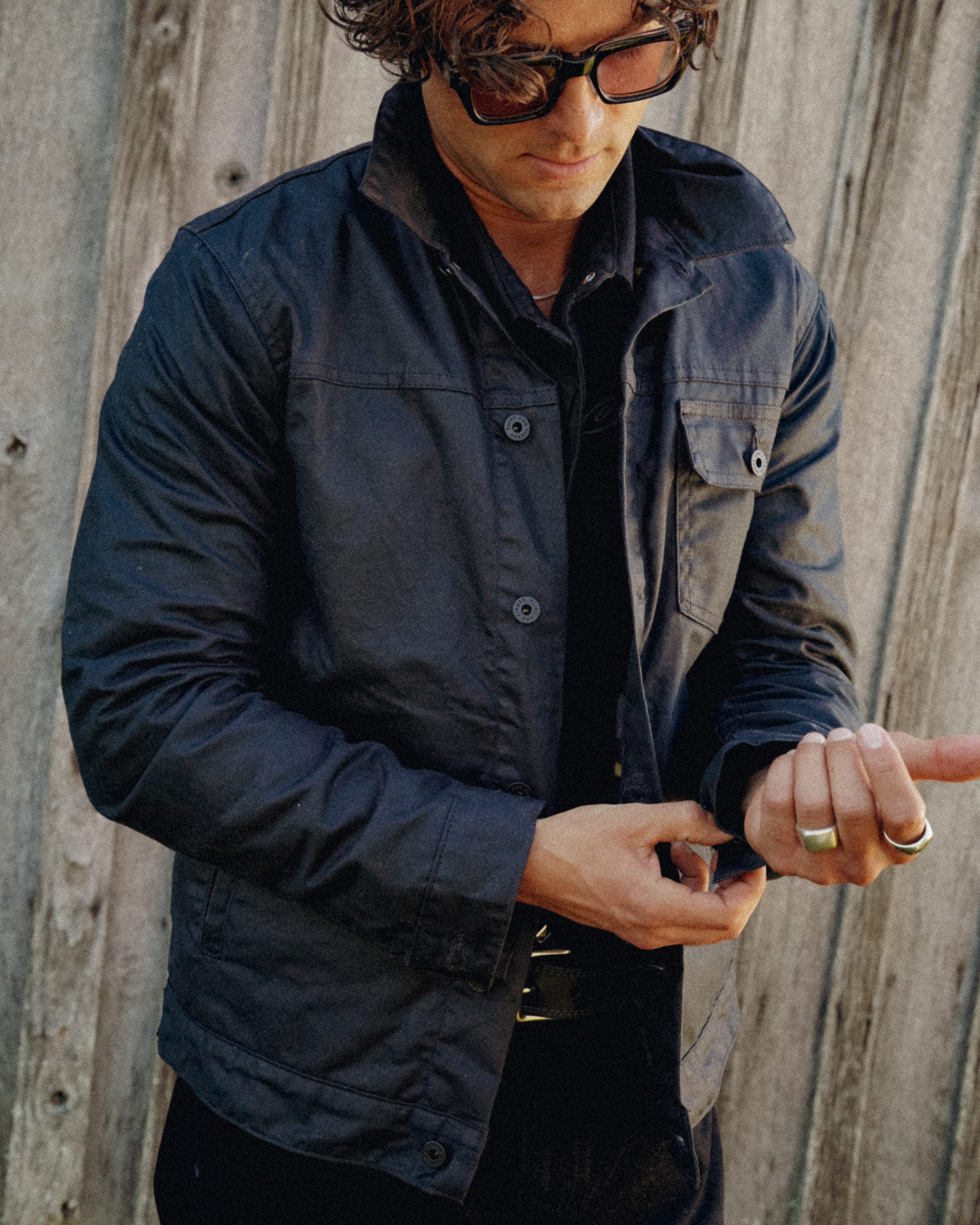 Flint and Tinder Cash Flannel-Lined Waxed Trucker Jacket - Black