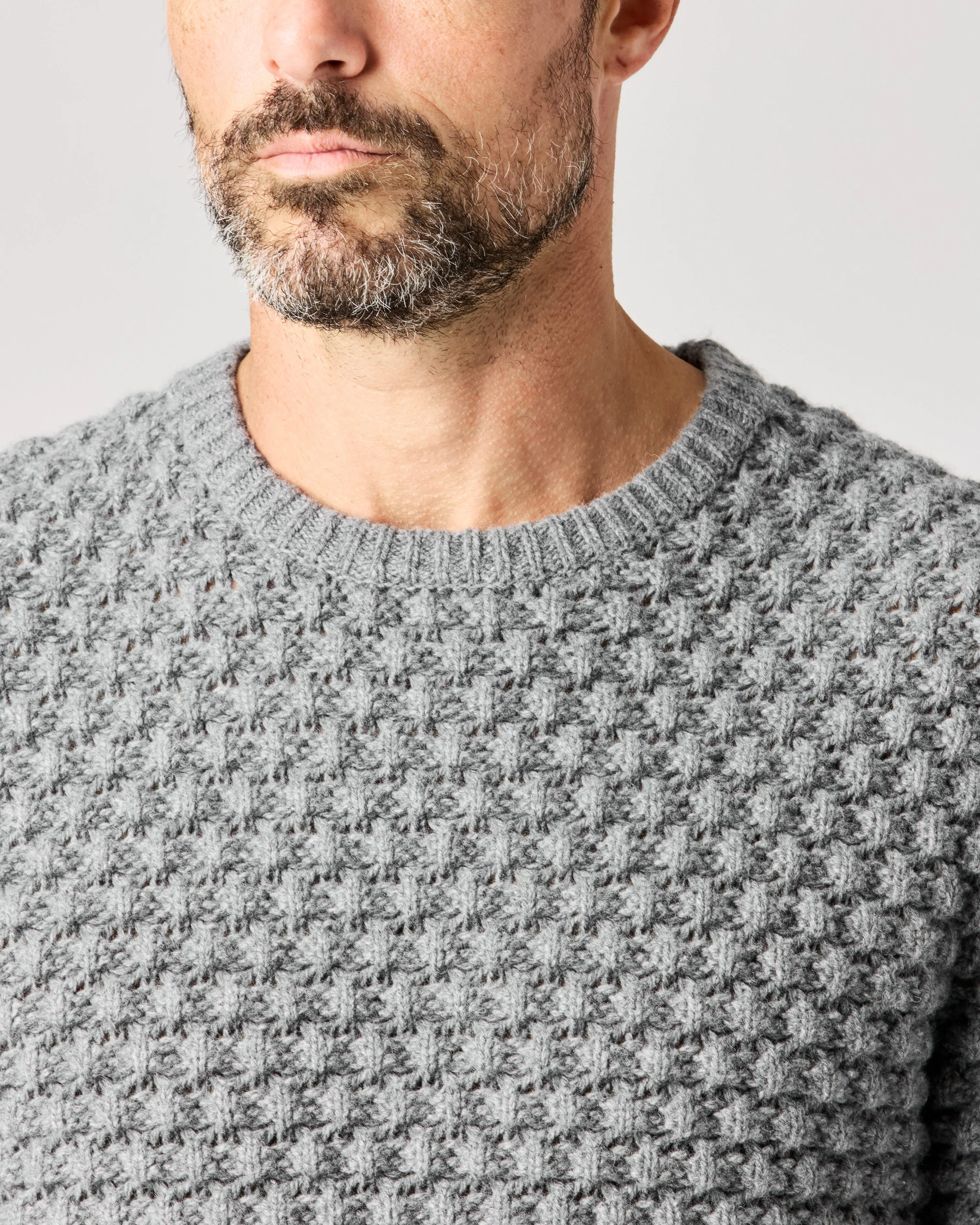 Flint and Tinder Wool Fisherman Sweater - Heather Charcoal | Crew 