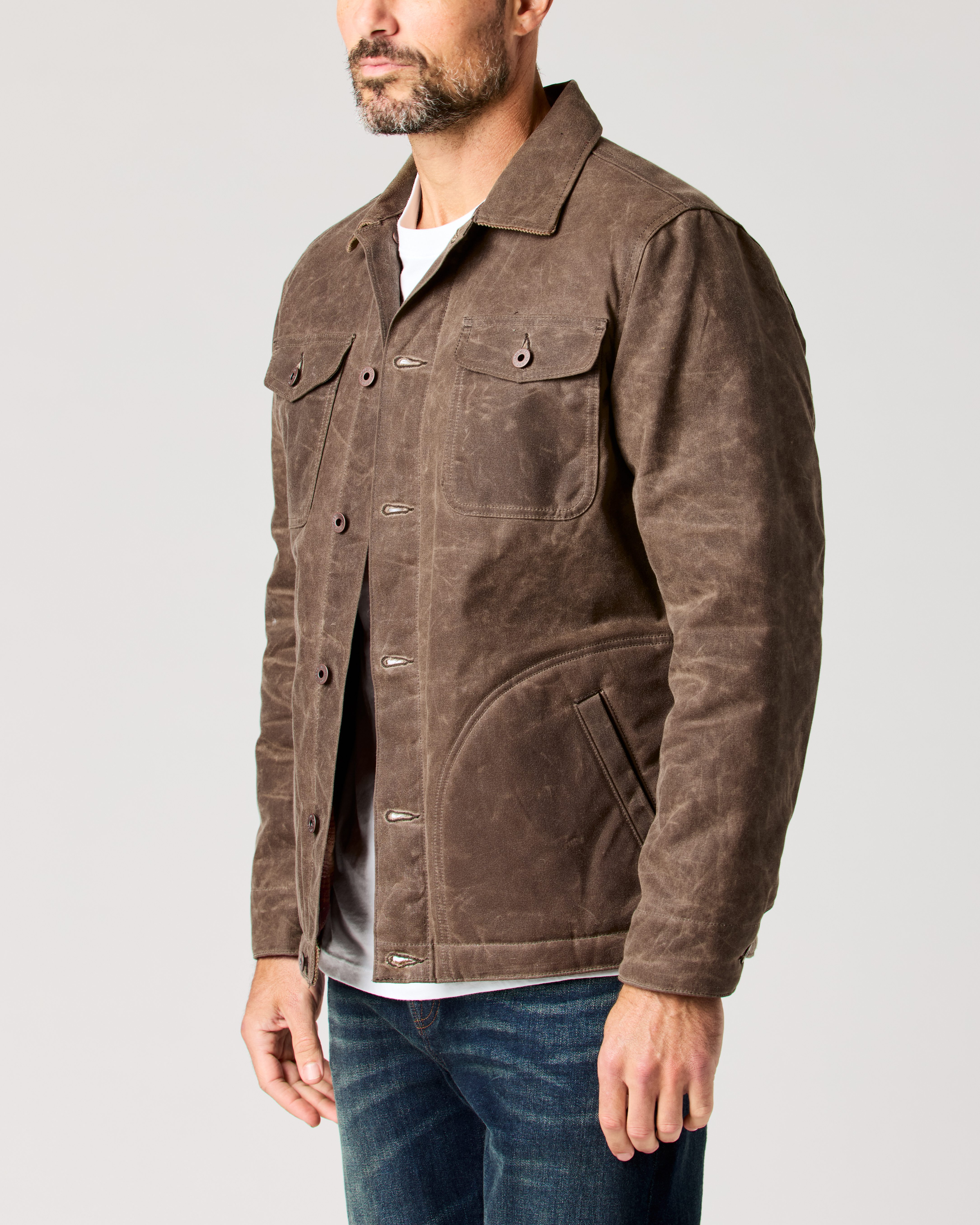 Flint and Tinder Flannel-Lined Quilted Waxed Rancher Jacket - Dark