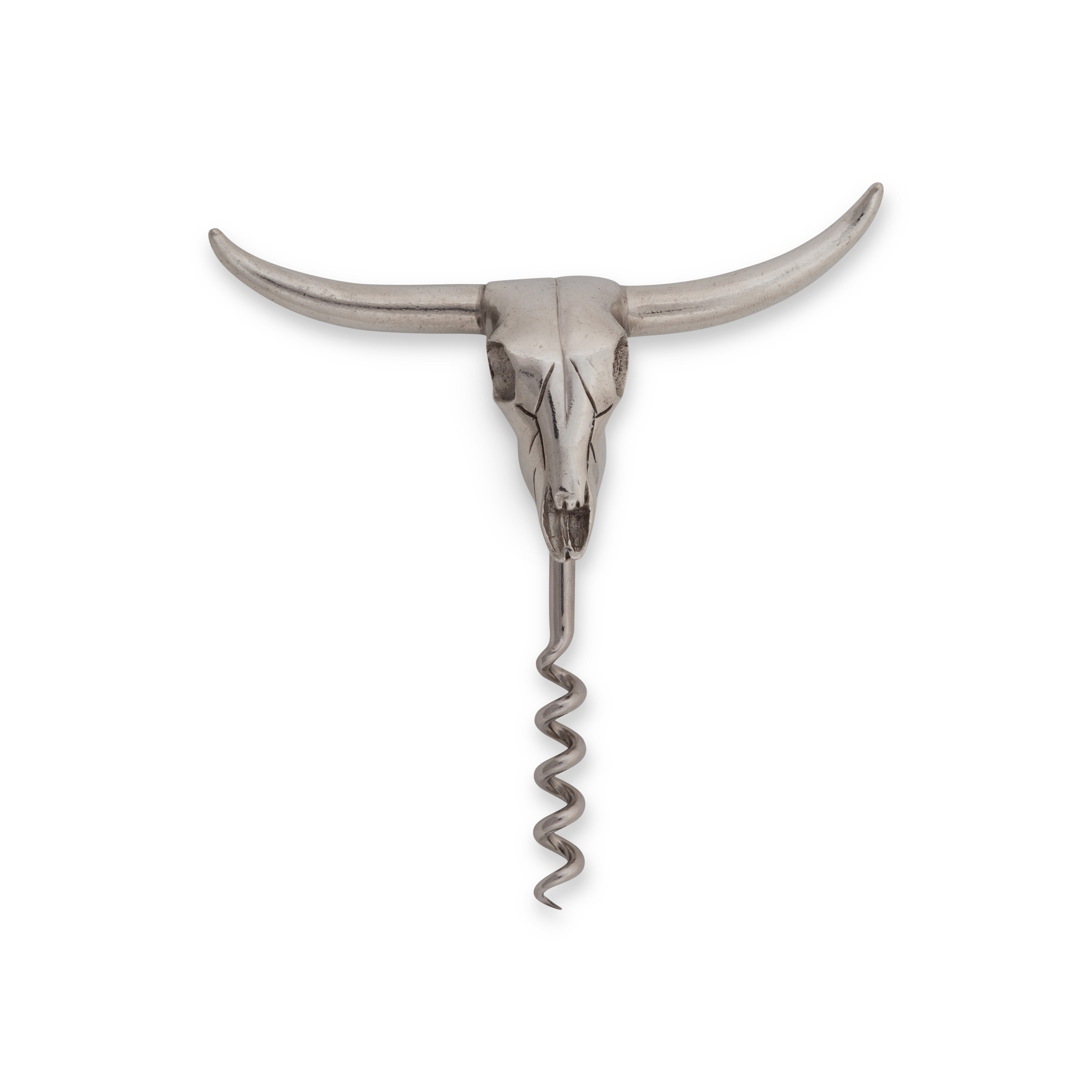 Pewter Cow Skull Wine Opener - Thumbnail 4