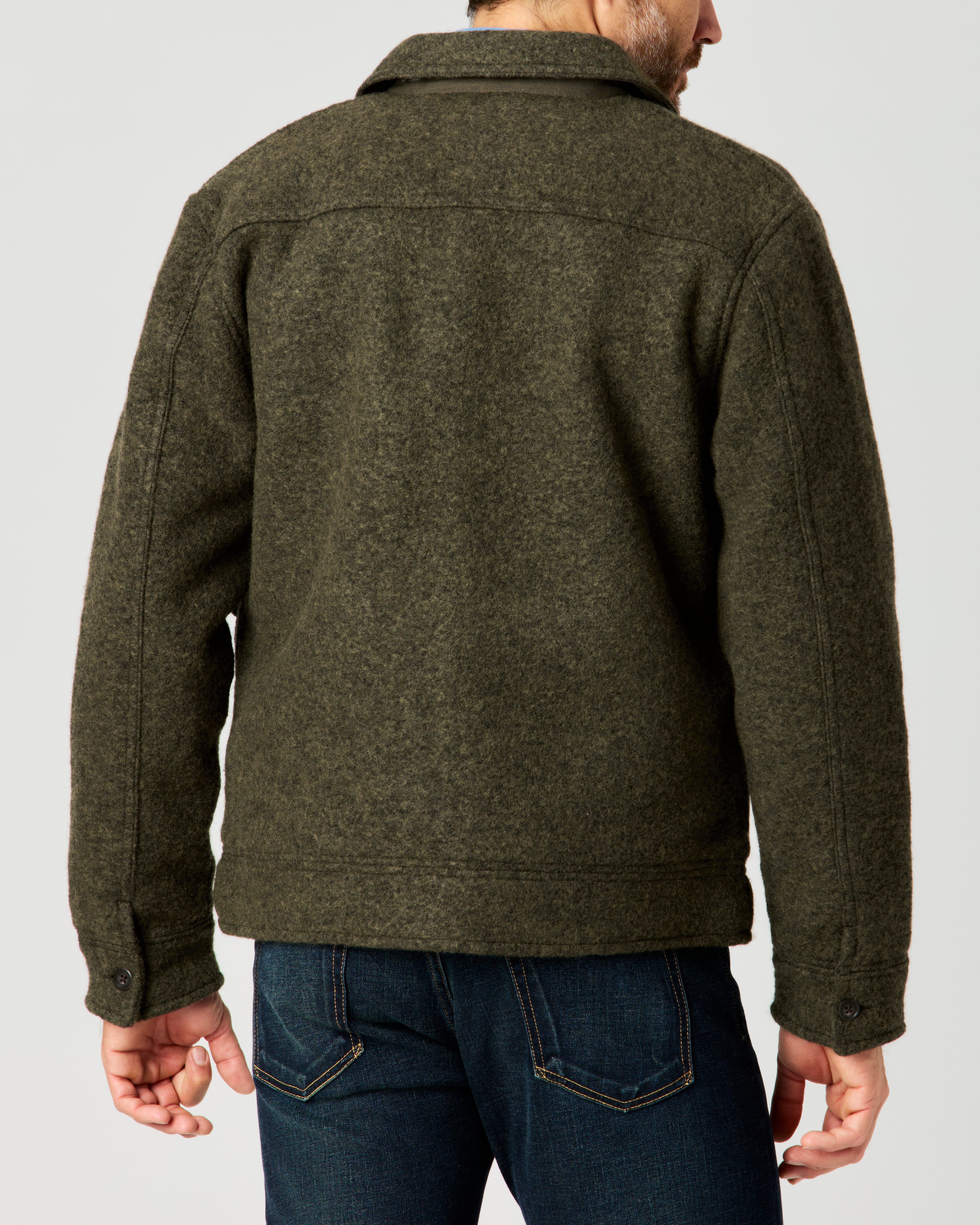 Flint and Tinder Boiled Wool Station Jacket - Loden Olive