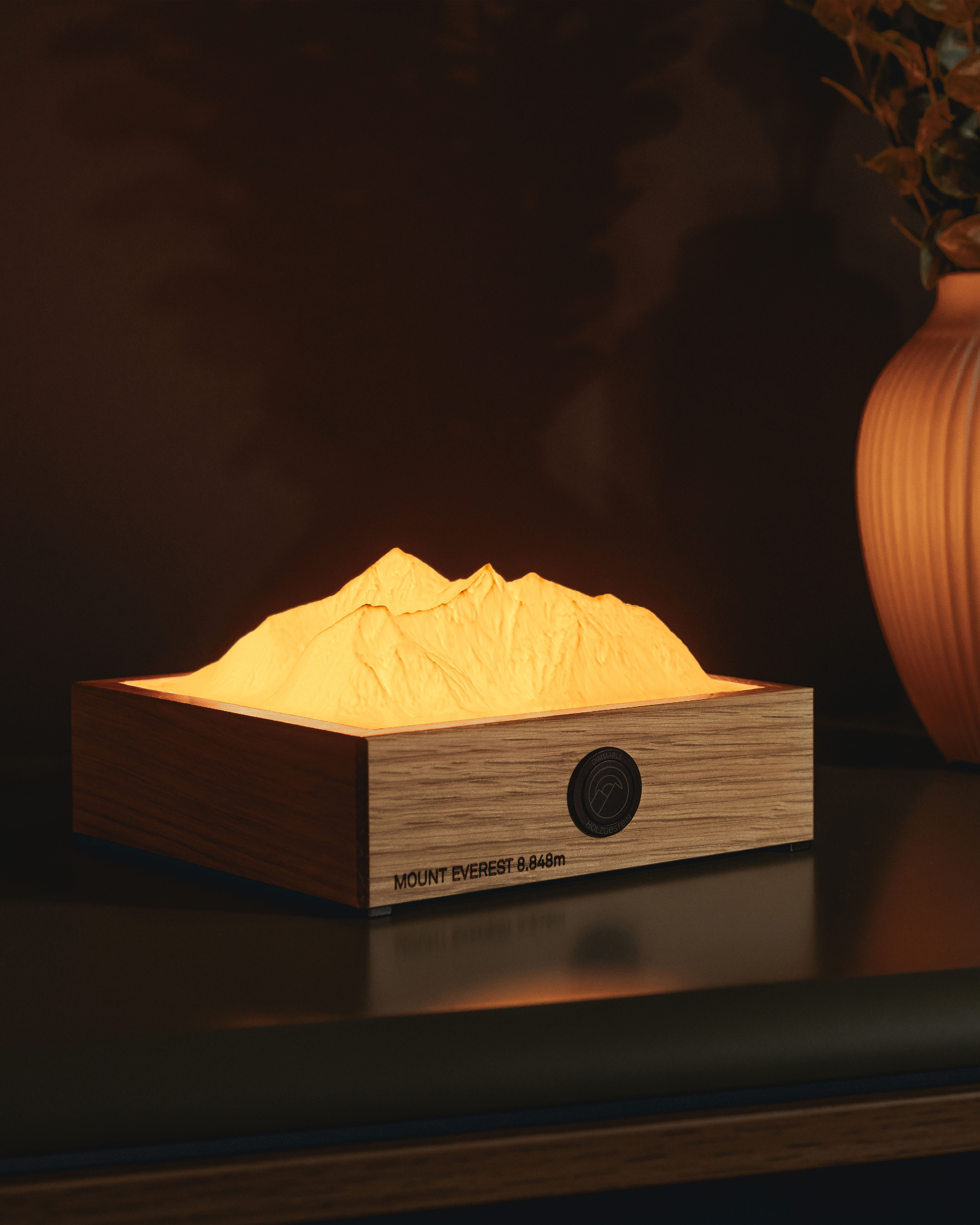 Holzgestein 3D-Printed Mountain Relief Lamp - Mount Everest