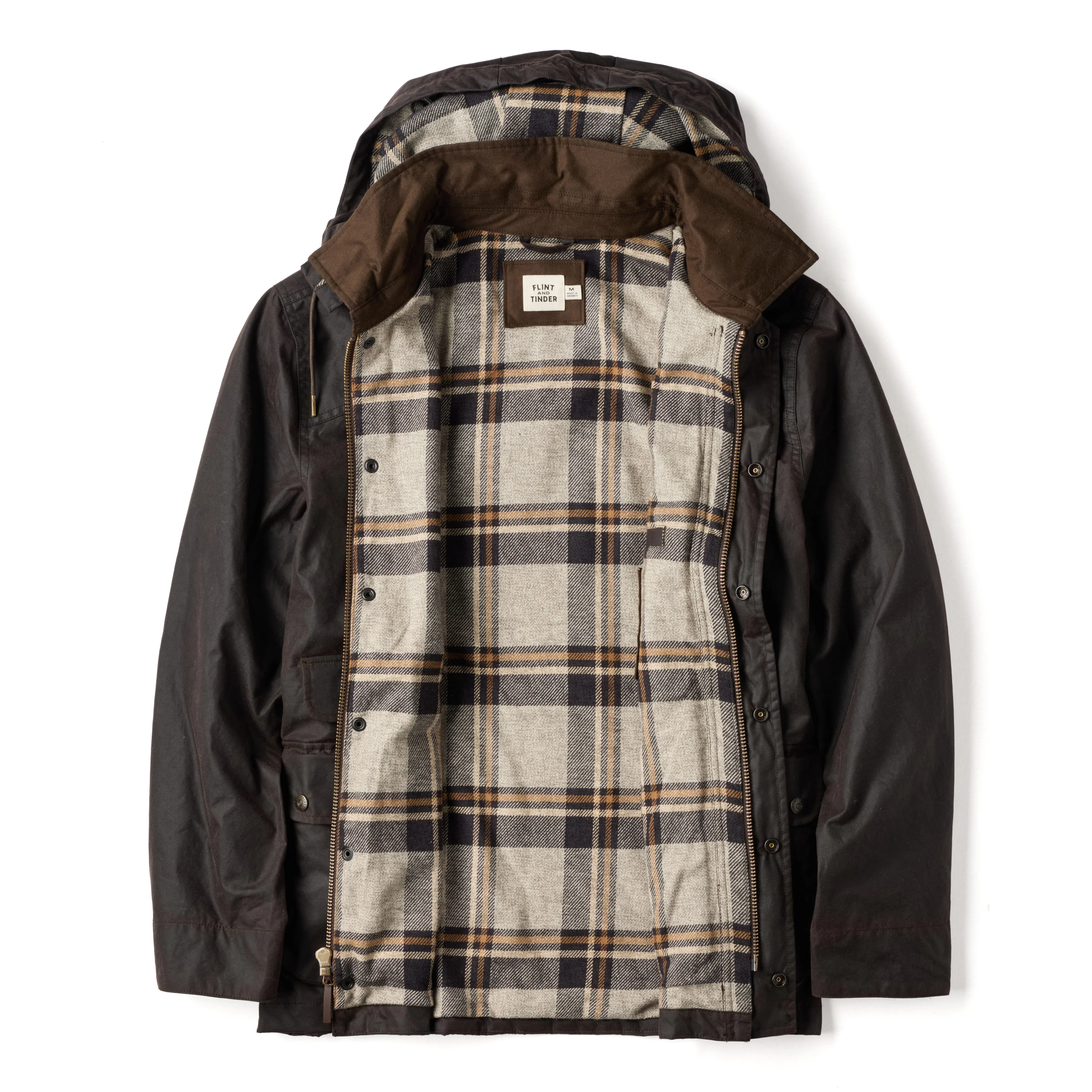 Flint and Tinder Flannel-Lined Waxed Hudson Jacket - Chocolate