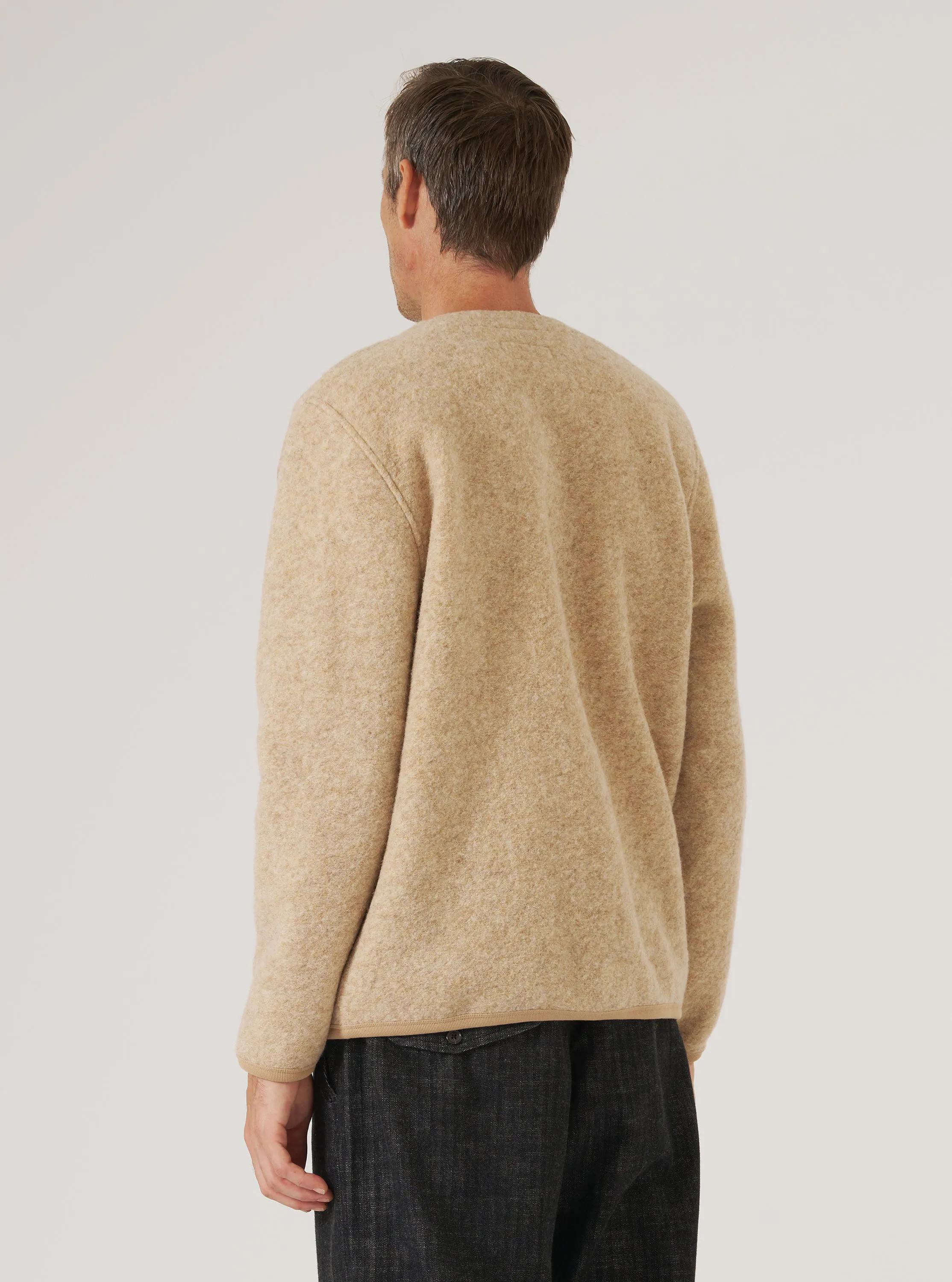 Universal Works Wool Fleece Cardigan - Fawn | Cardigan Sweaters