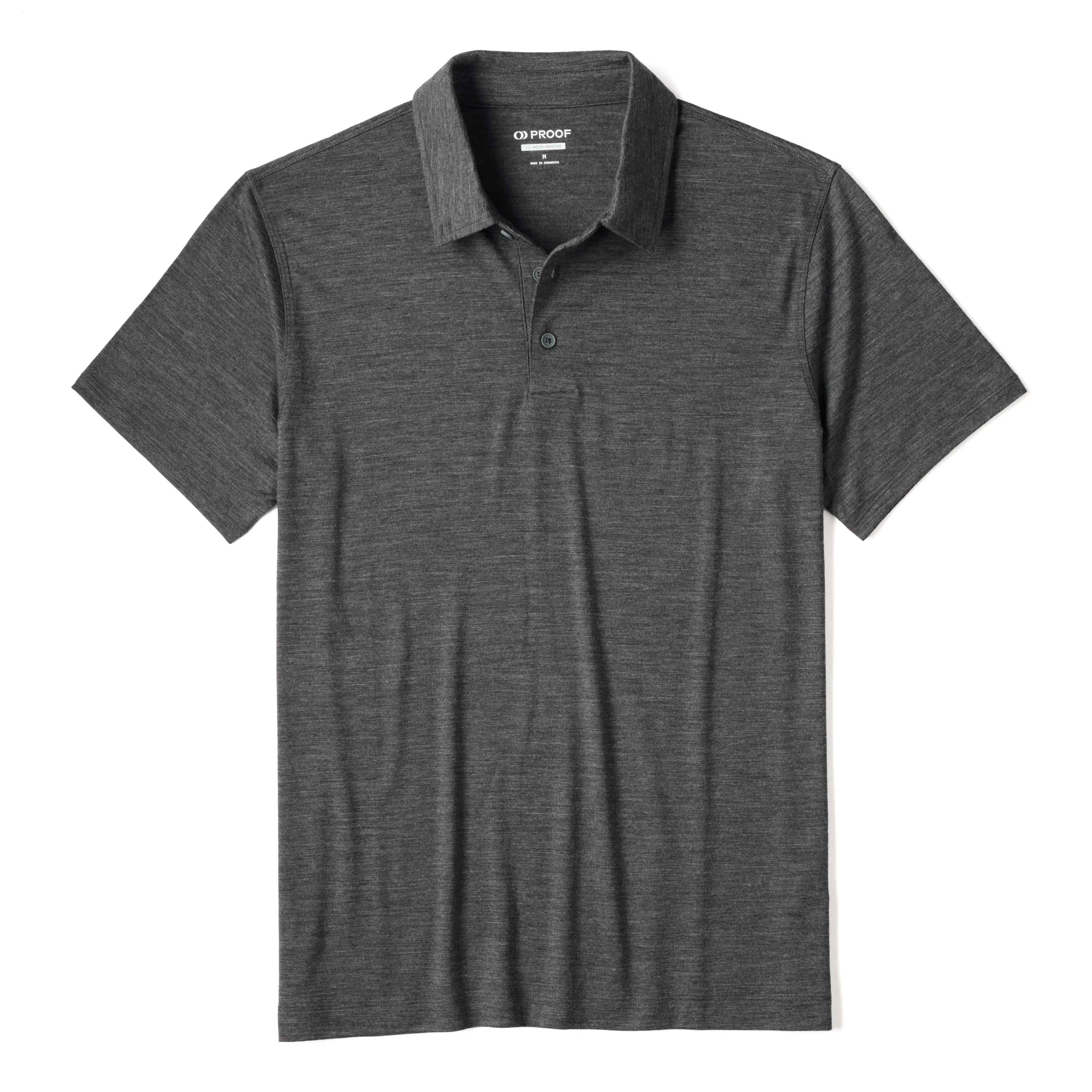 Proof 72-Hour Merino Polo Shirt - Charcoal Heather | Polo Shirts