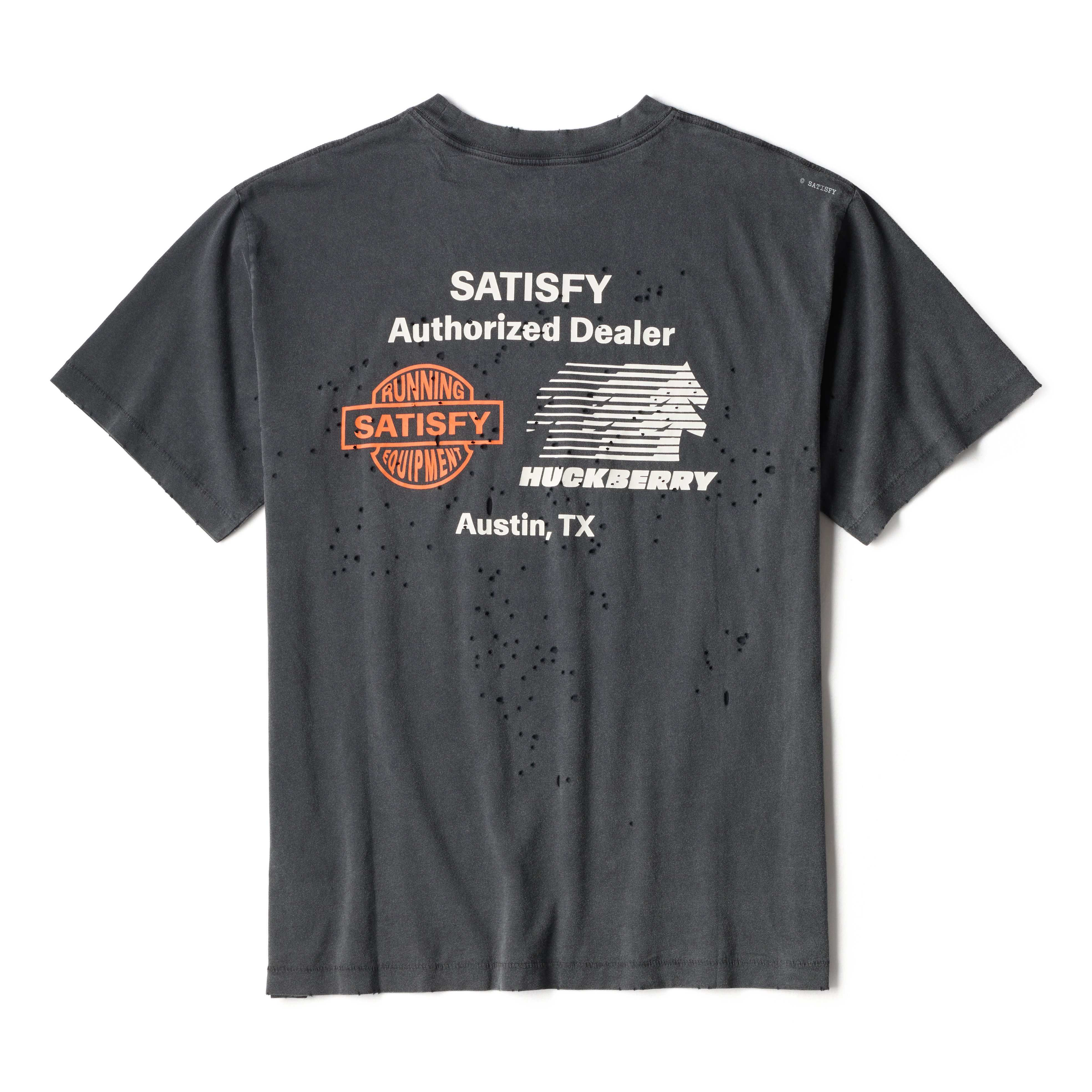 【新品】SATISFY Graphic Logo Tシャツ XS Satisfy MothTech T-Shirt- Huckberry Exclusive - Aged Black | T