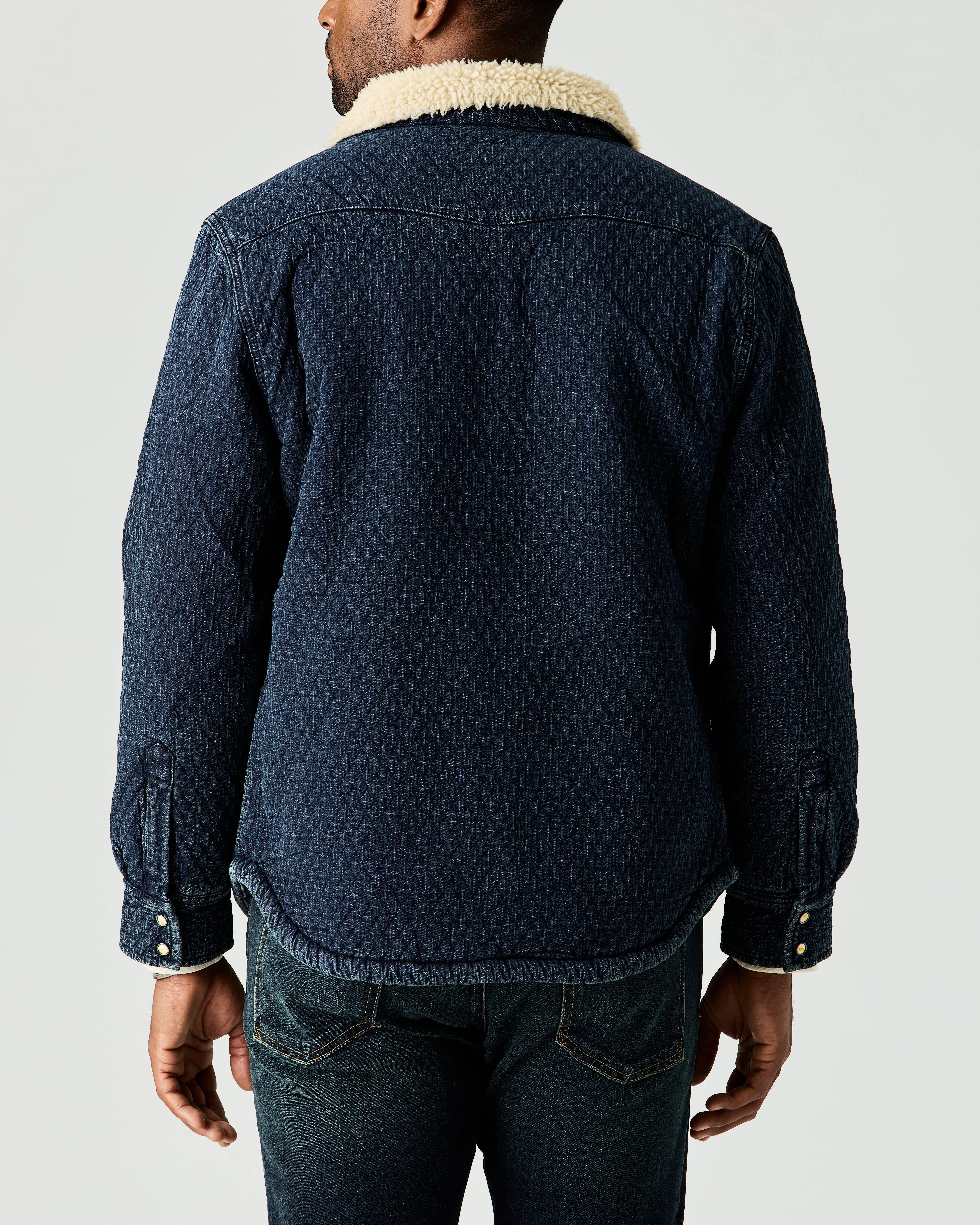 Flint and Tinder Sherpa-Lined Quilted Bone Button Western Shirt 