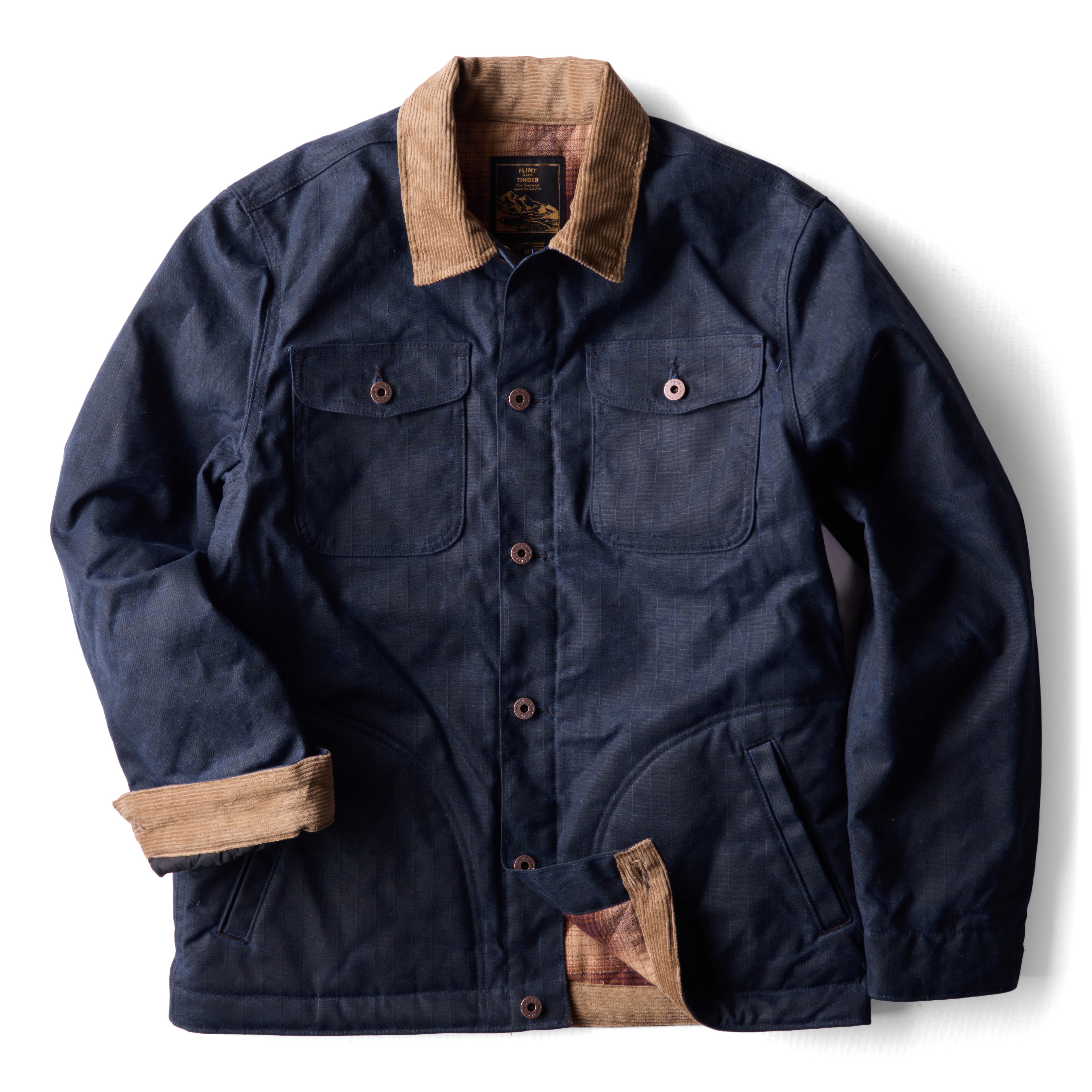 Flint and Tinder Flannel-Lined Quilted Waxed Rancher Jacket - Navy