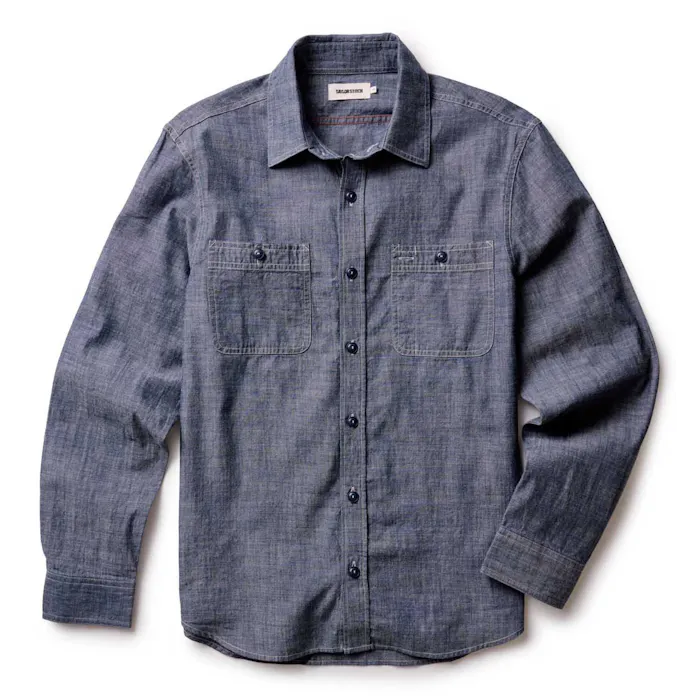 foundry dress shirts The Foundry Shirt in Rinsed Indigo Chambray - S - 38