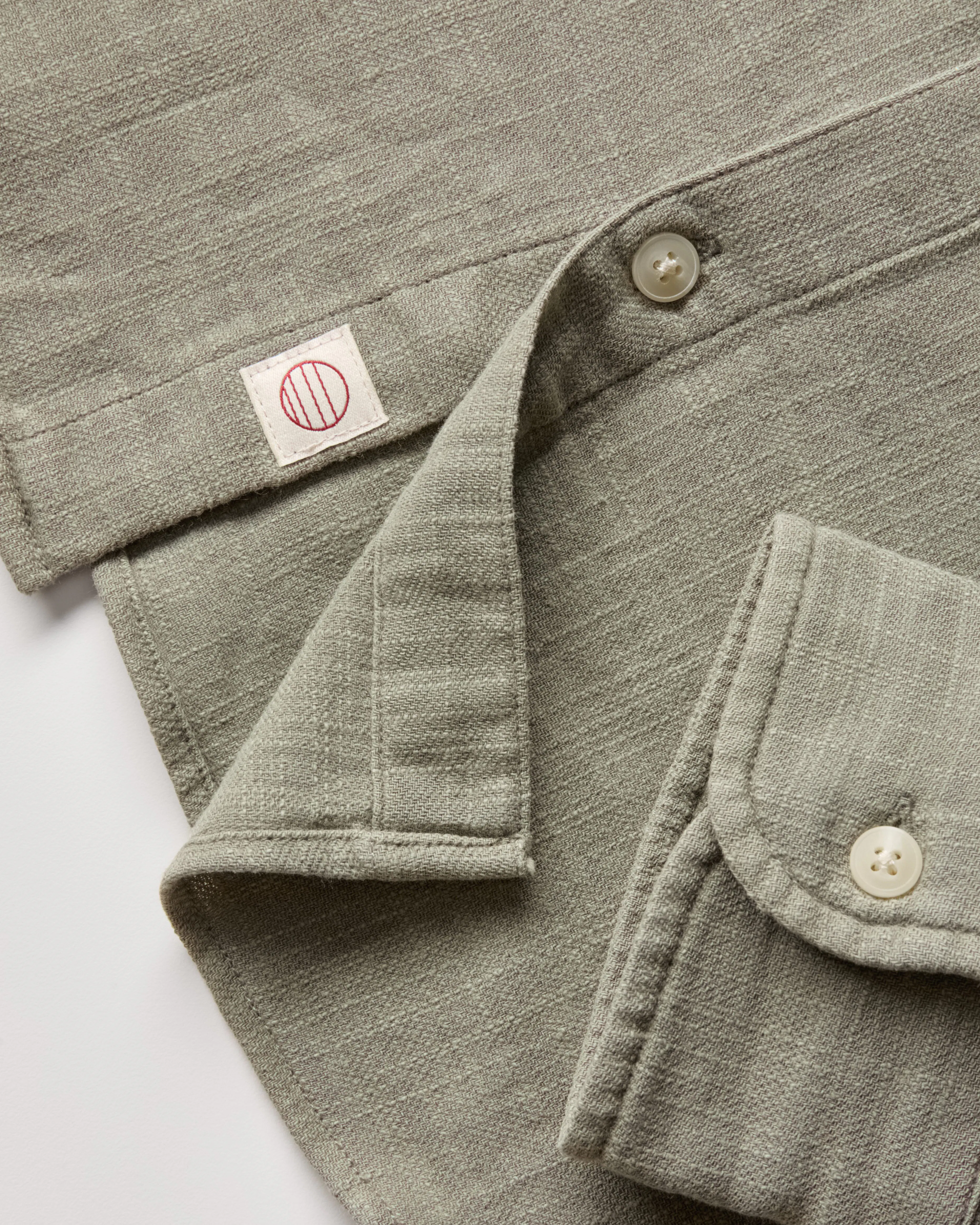 Marine Layer Classic Stretch Selvage Long Sleeve Shirt - Vetiver 