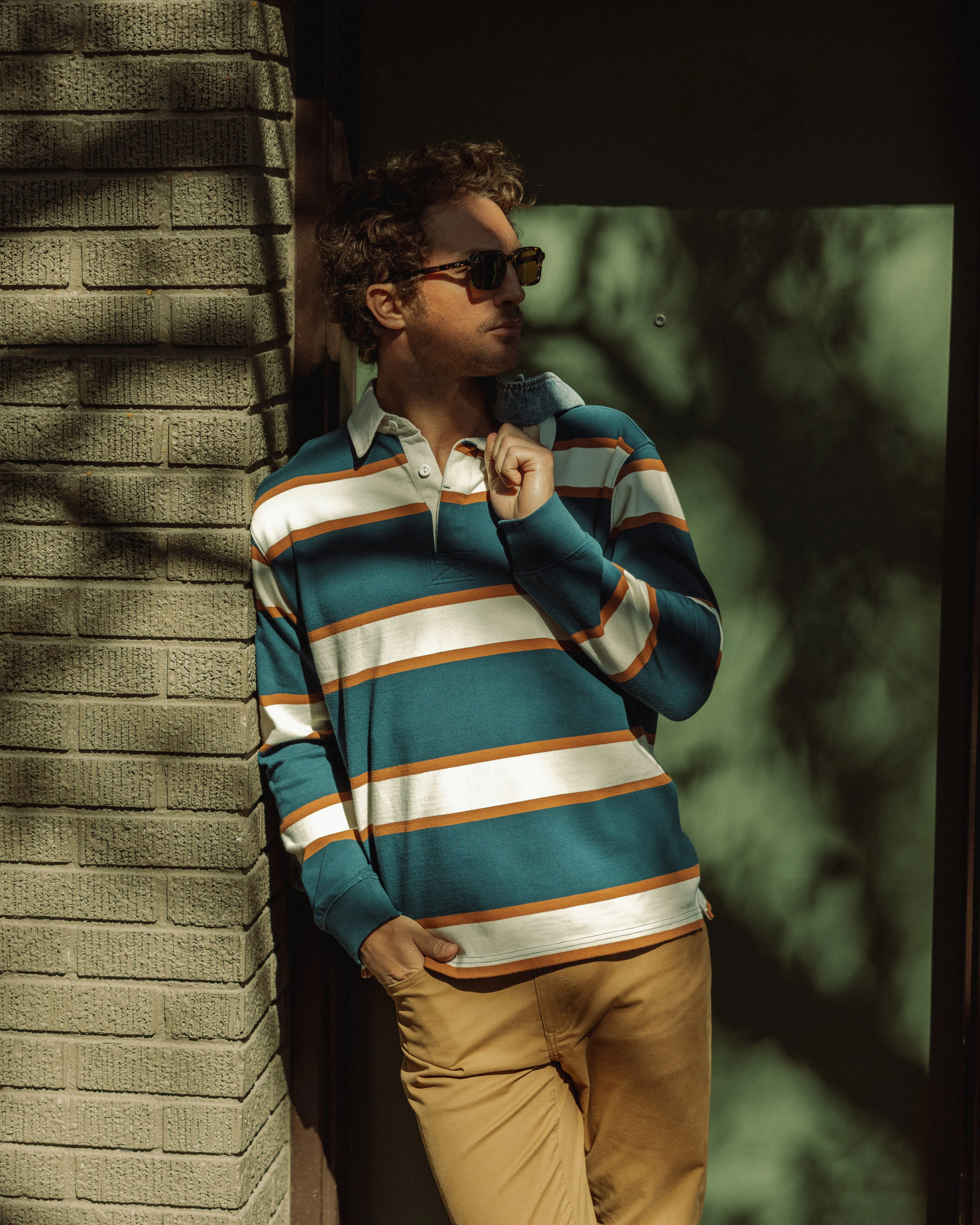 Flint and Tinder Classic Rugby Shirt - Navy Stripe | Polo Shirts