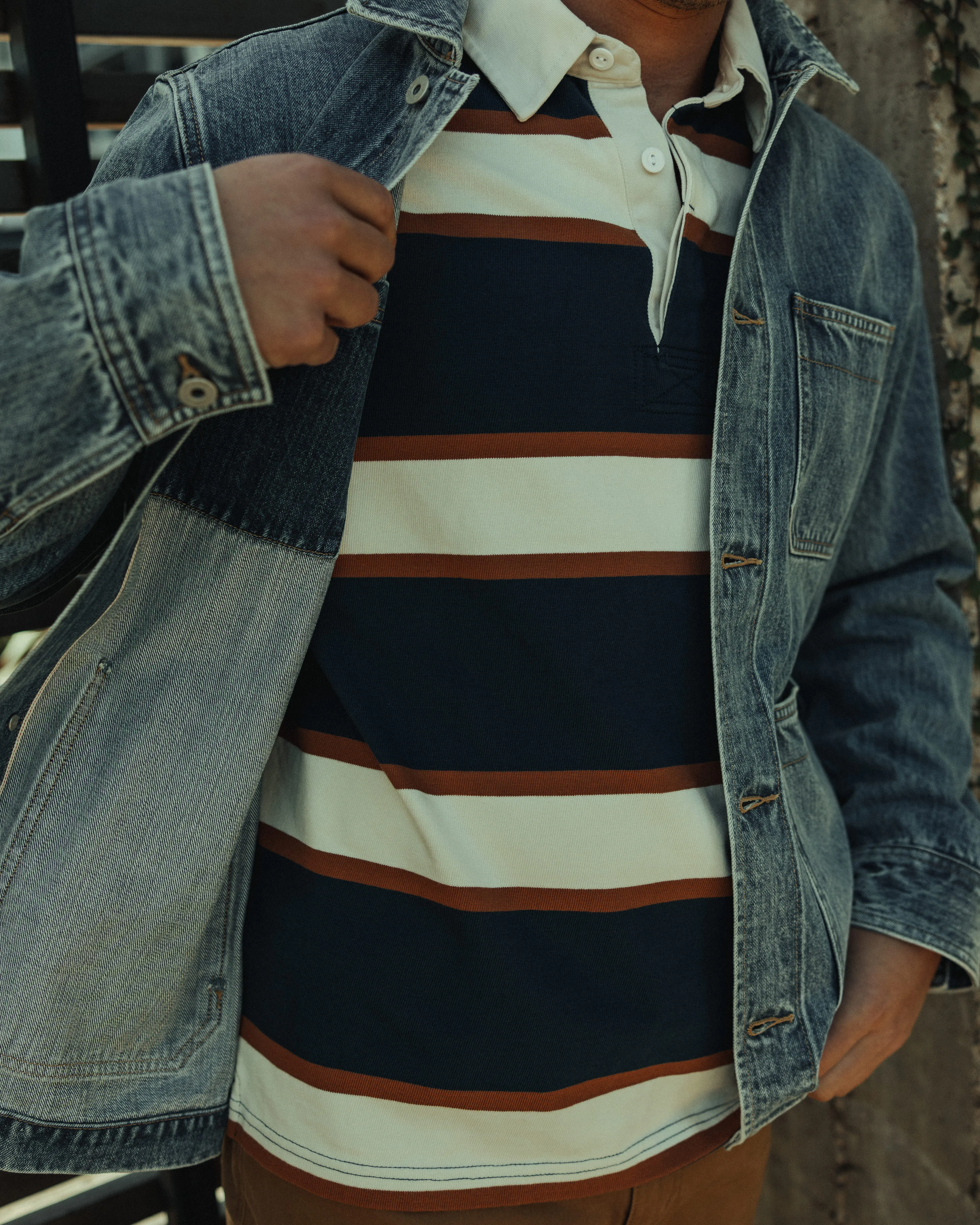 Flint and Tinder Classic Rugby Shirt - Navy Stripe | Polo Shirts
