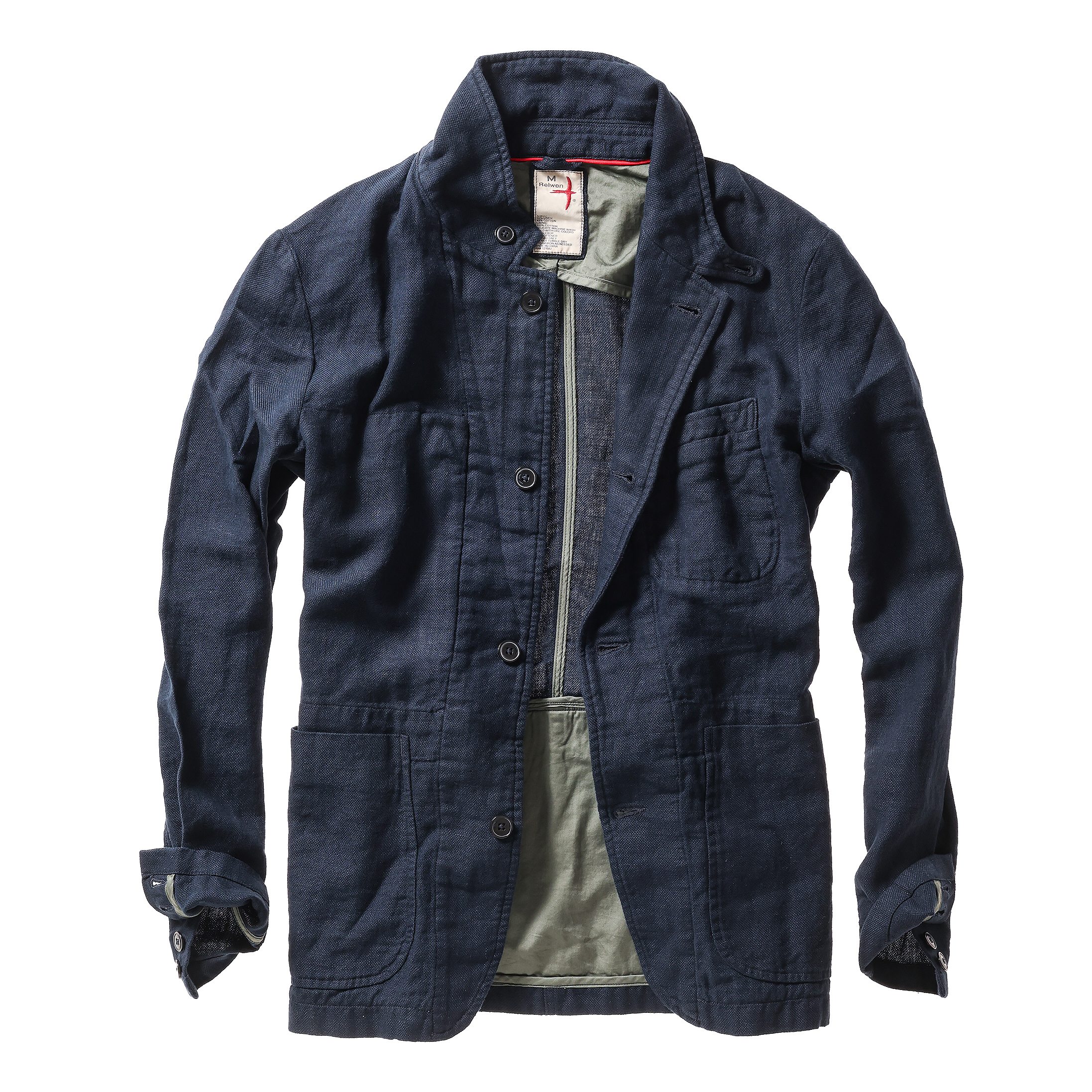 Relwen Tropical Trap Linen Blazer - Dark Navy Hopsack | Blazers