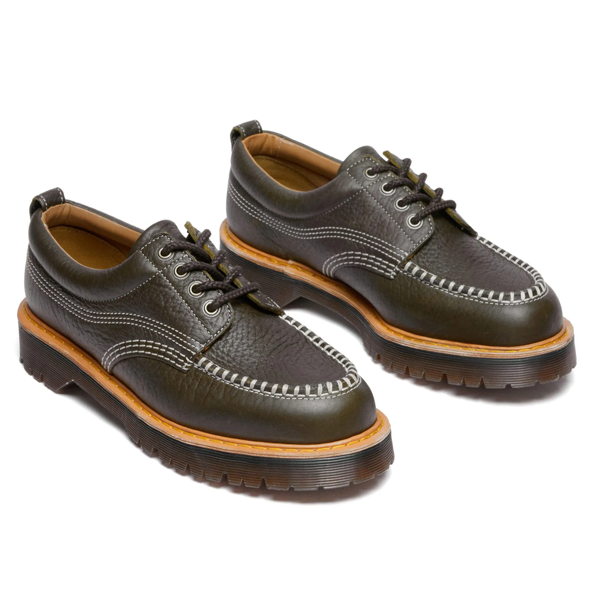 Dr. Martens Lowell Moc Toe Derby - Wild Grain Olive | Derby Shoes