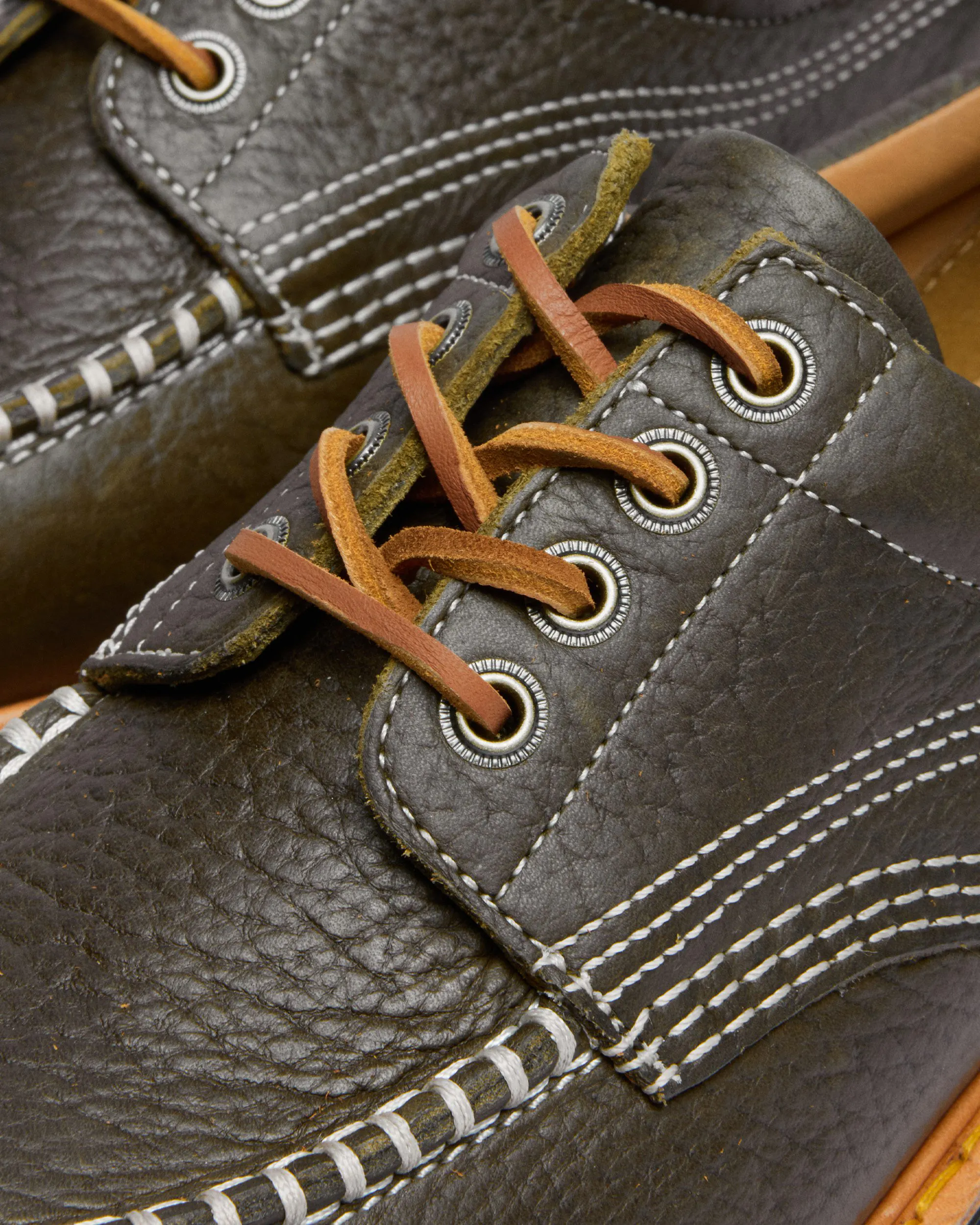 Dr. Martens Lowell Moc Toe Derby - Wild Grain Olive | Derby Shoes