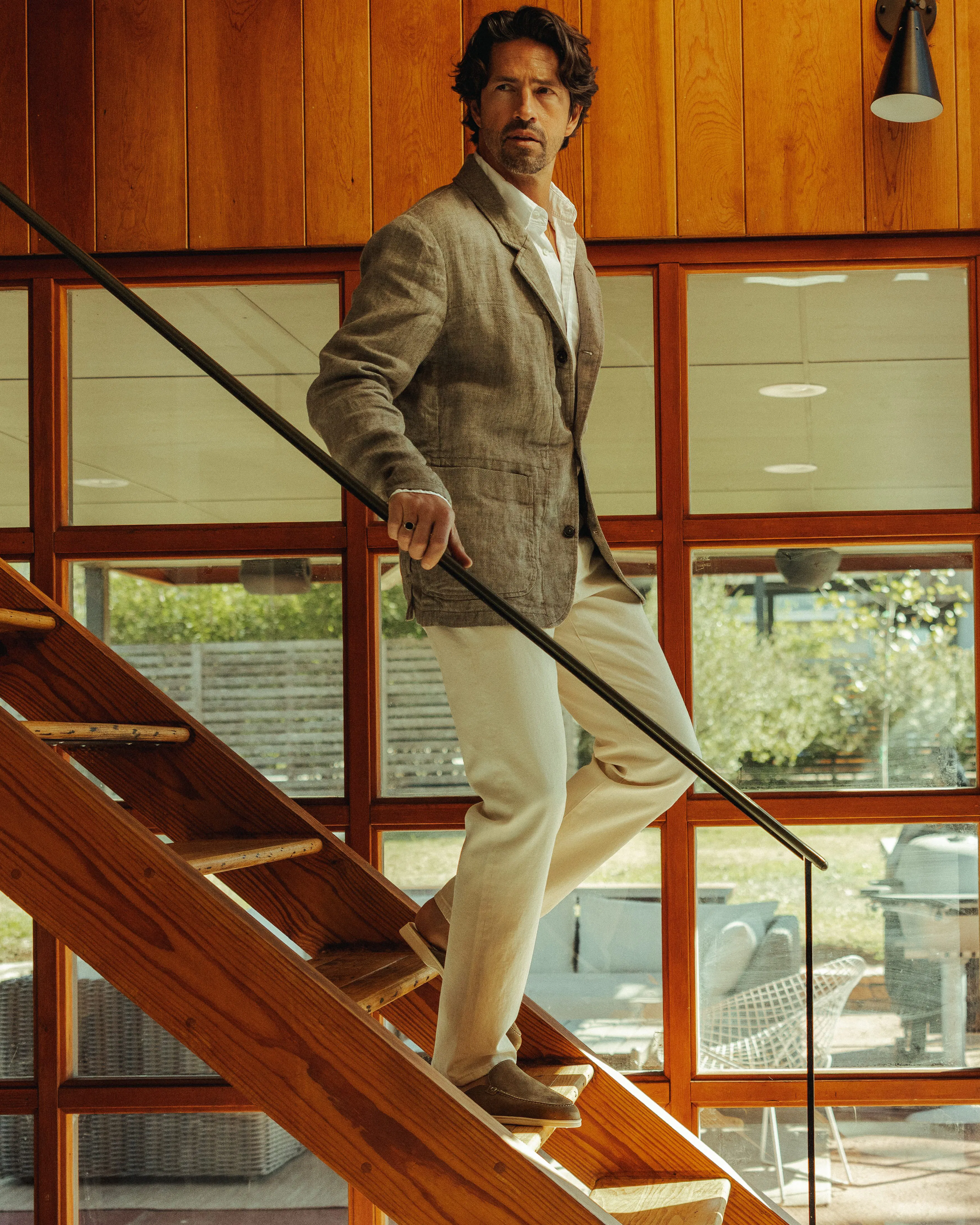 Relwen Tropical Trap Linen Blazer - Wheat Rustic Twill | Blazers