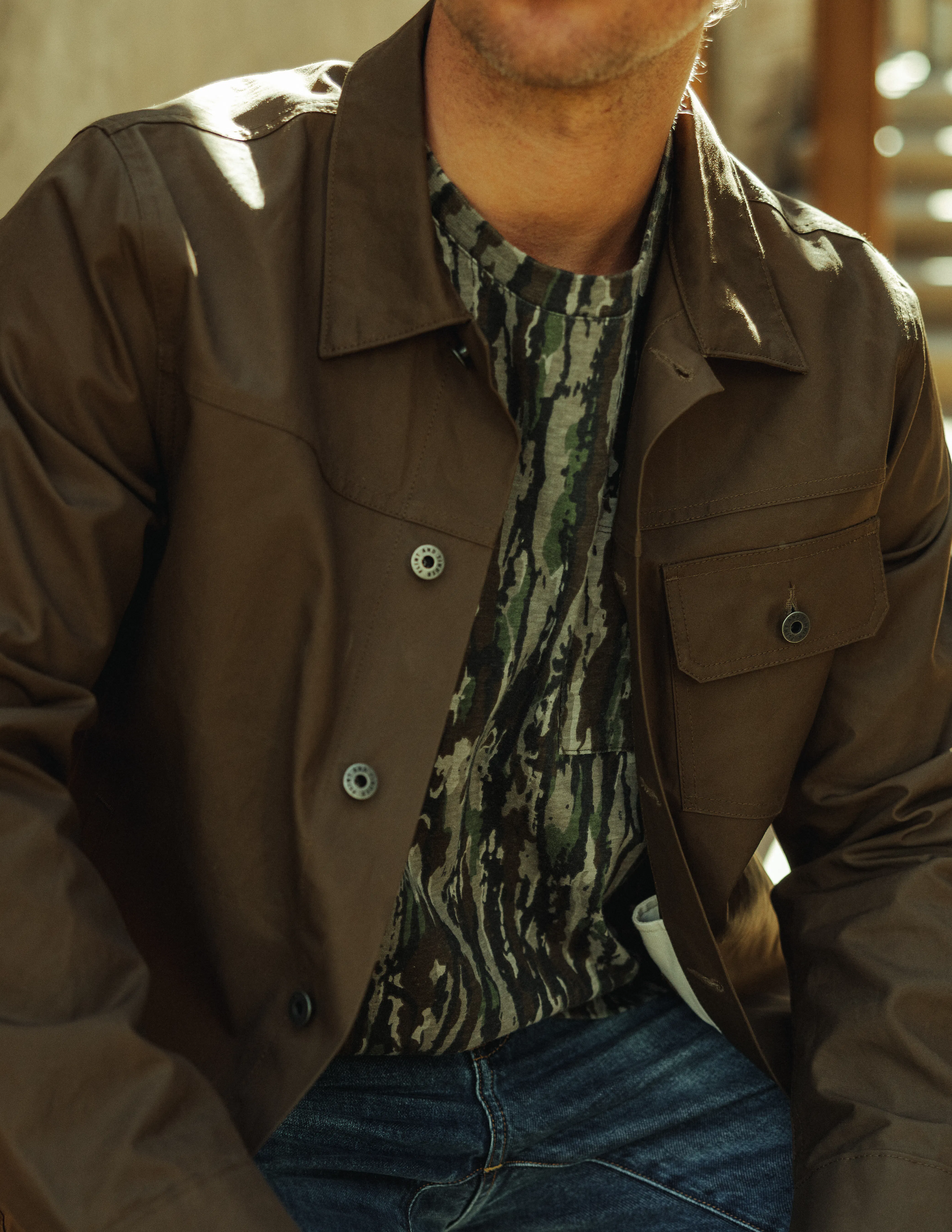 Flint and Tinder Dry Wax Trucker Jacket - Fatigue Green | Trucker