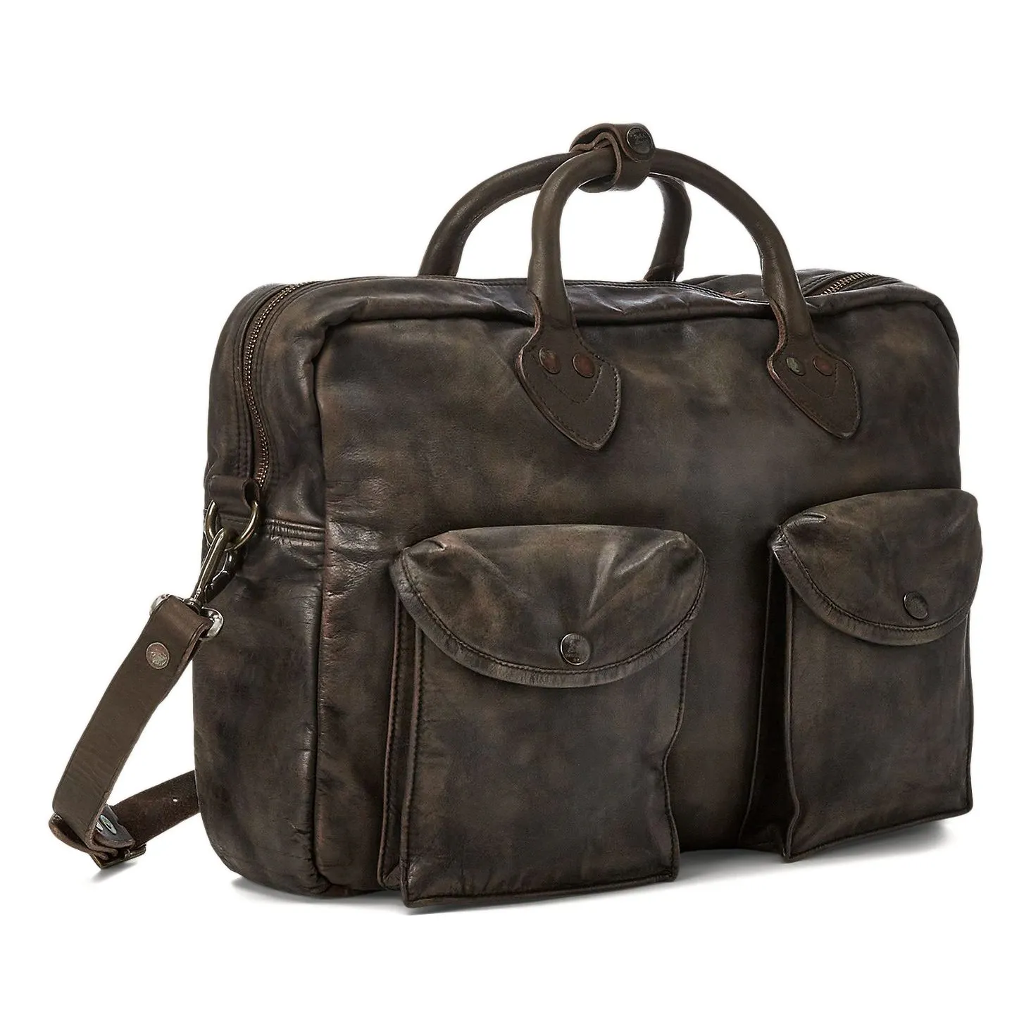 RRL レザー ドキュメントケース バッグ RRL Leather Cargo Briefcase - Dark Brown | Briefcases | Huckberry