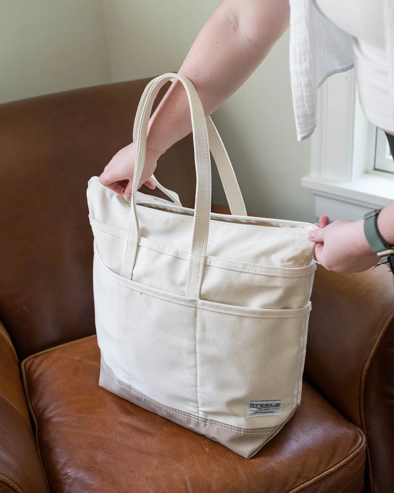 Steele Canvas Everyday Zip Top Tote - Natural Canvas | Tote Bags