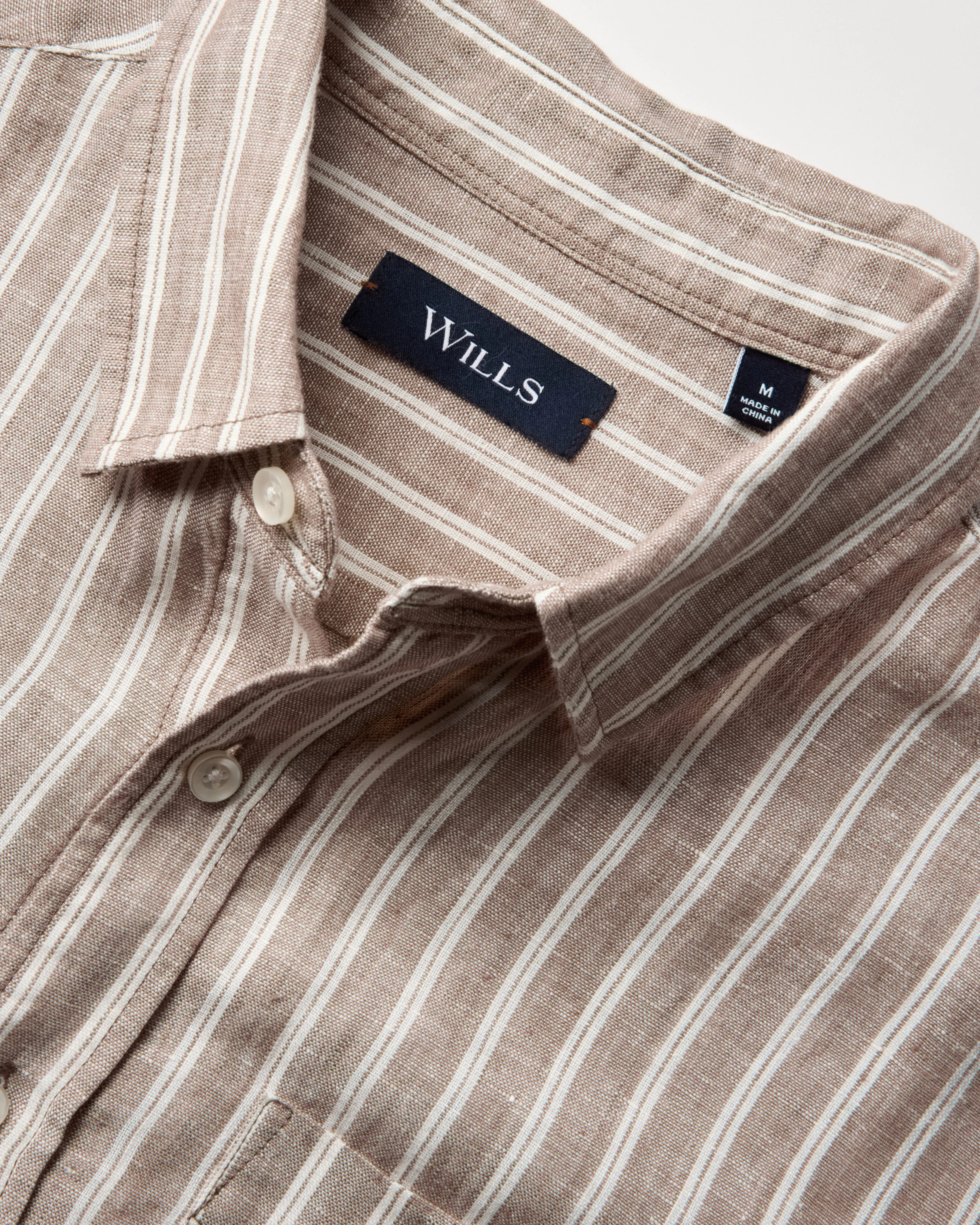 Wills Isles Linen Shirt - Timber Double Stripe | Long Sleeve