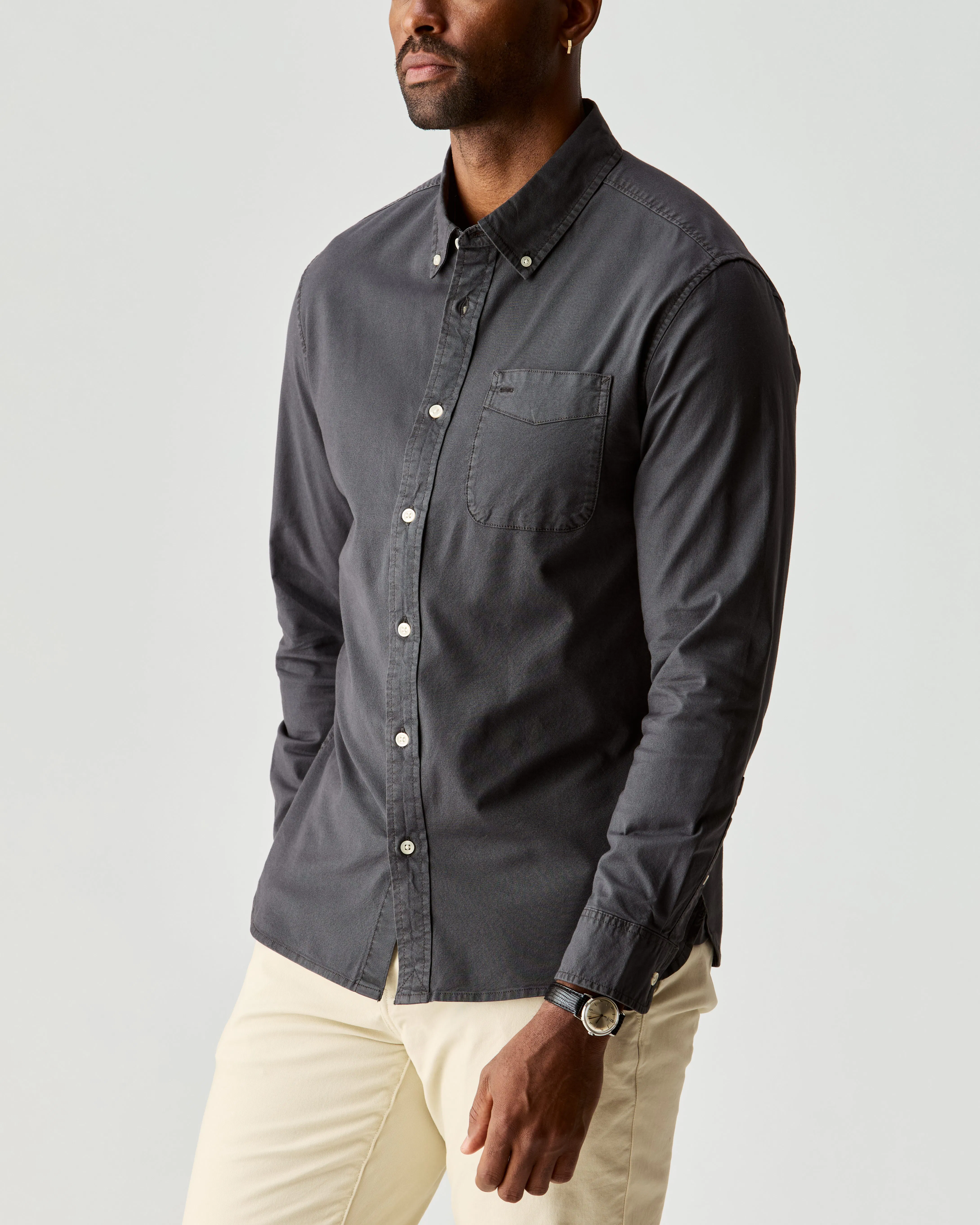 Flint and Tinder Oxford Draftsman Shirt - Washed Black | Long