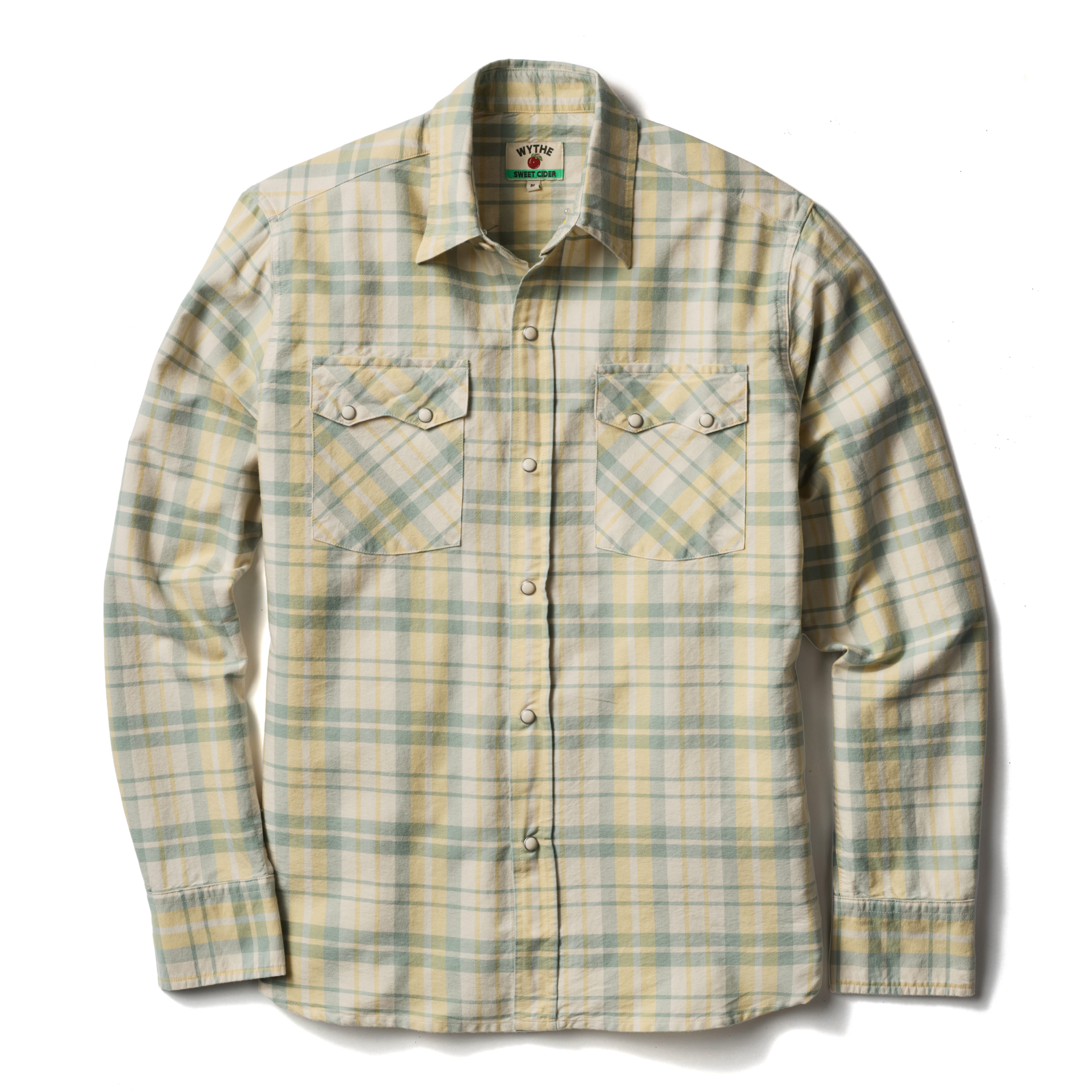 Wythe New York Sawtooth Pearlsnap Oxford Shirt - Sage Sunflower