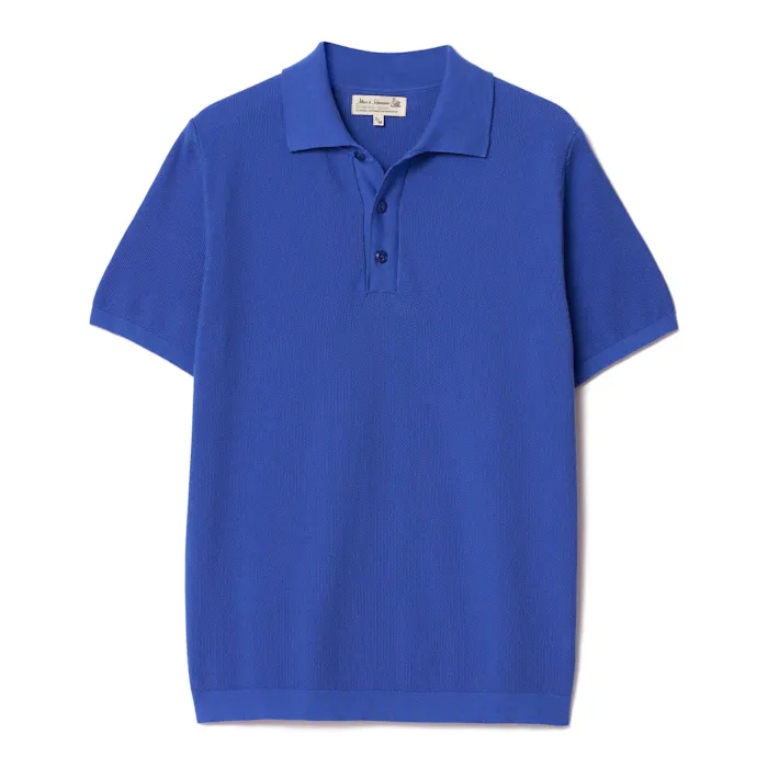 Merz b. Schwanen 1996 Pique Cotton Polo Shirt - Washed Blue | Polo