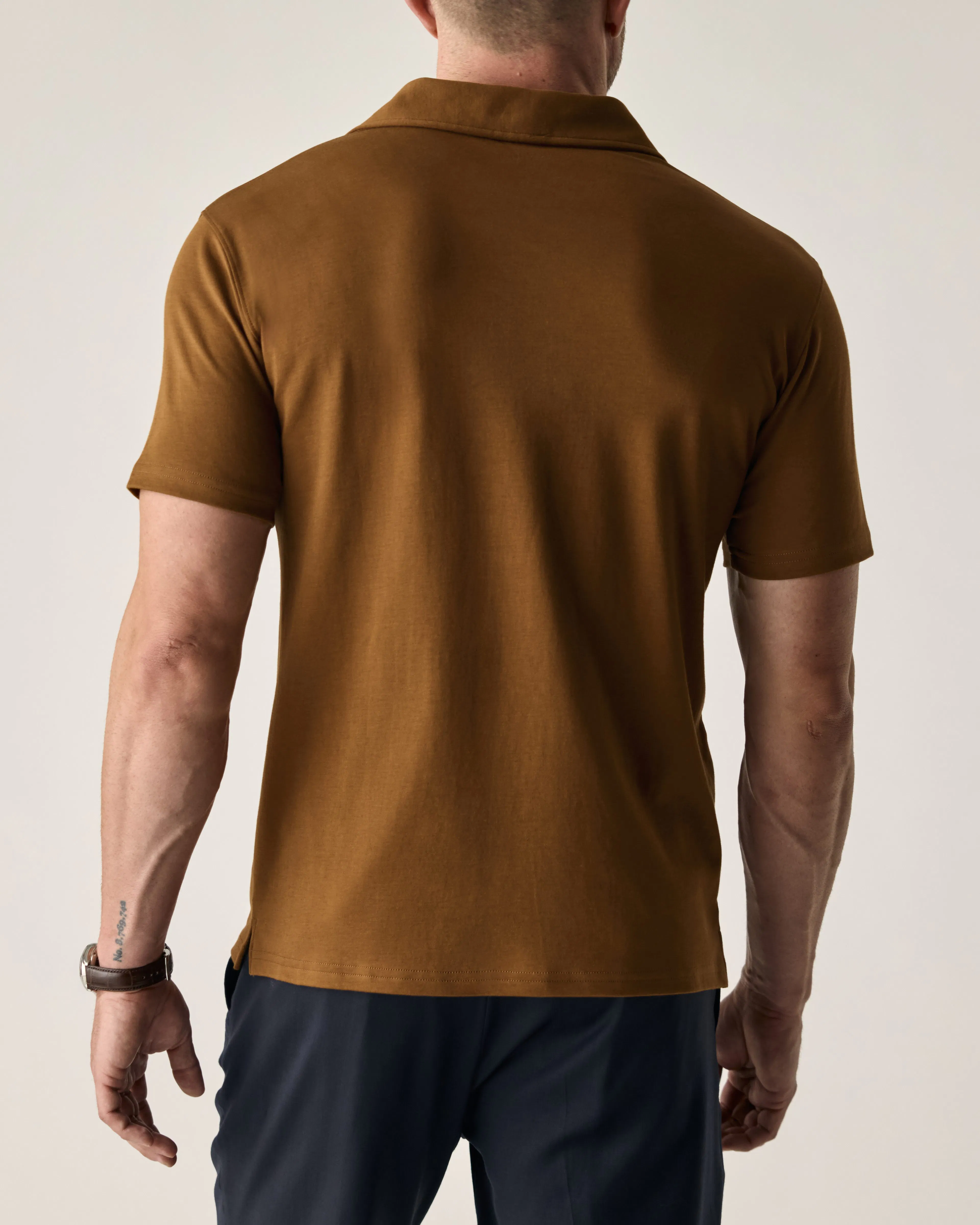 Wills AloeKnit Polo Shirt - Saddle Brown | Polo Shirts | Huckberry