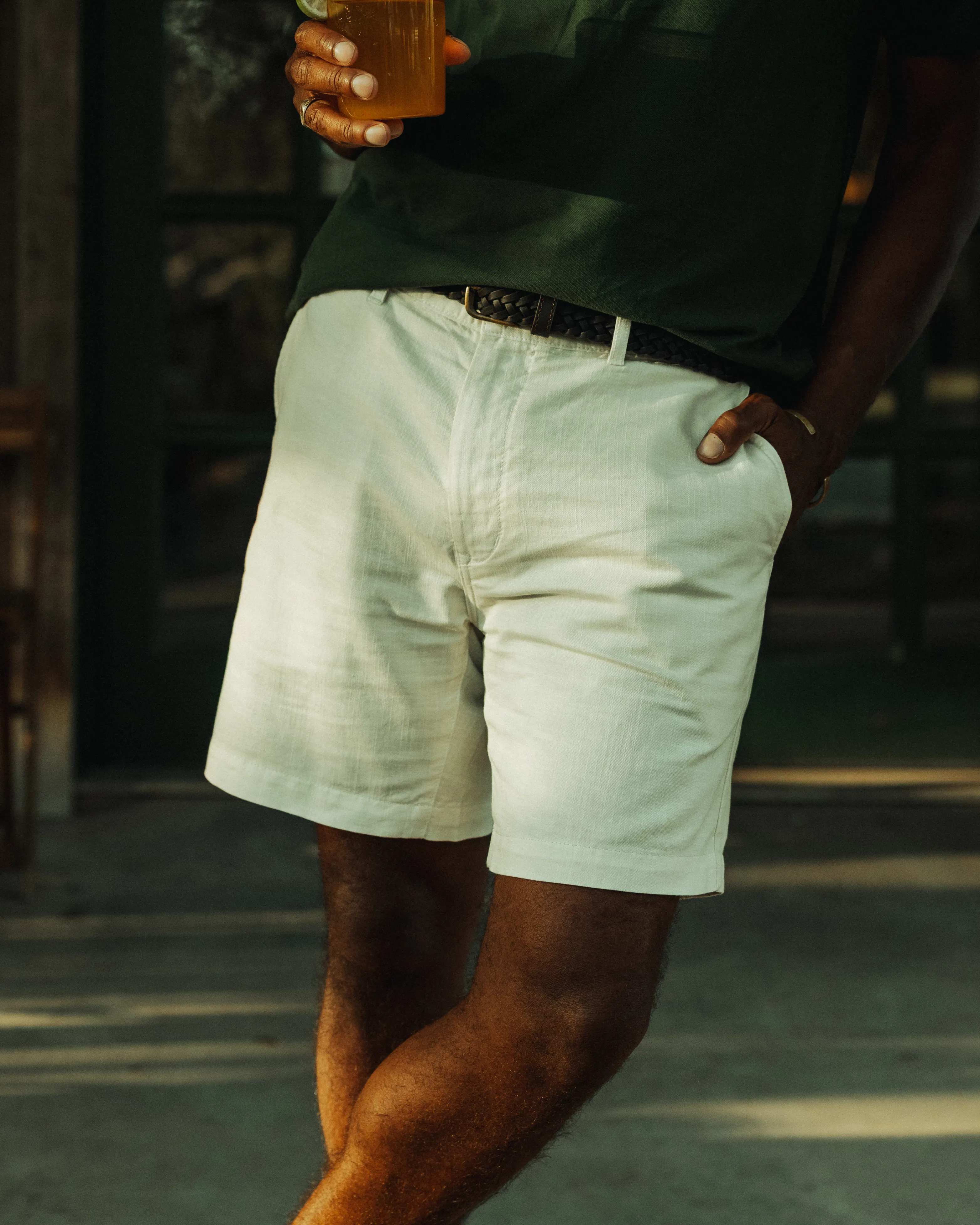 Wills Cotton Linen Chino Short - 7